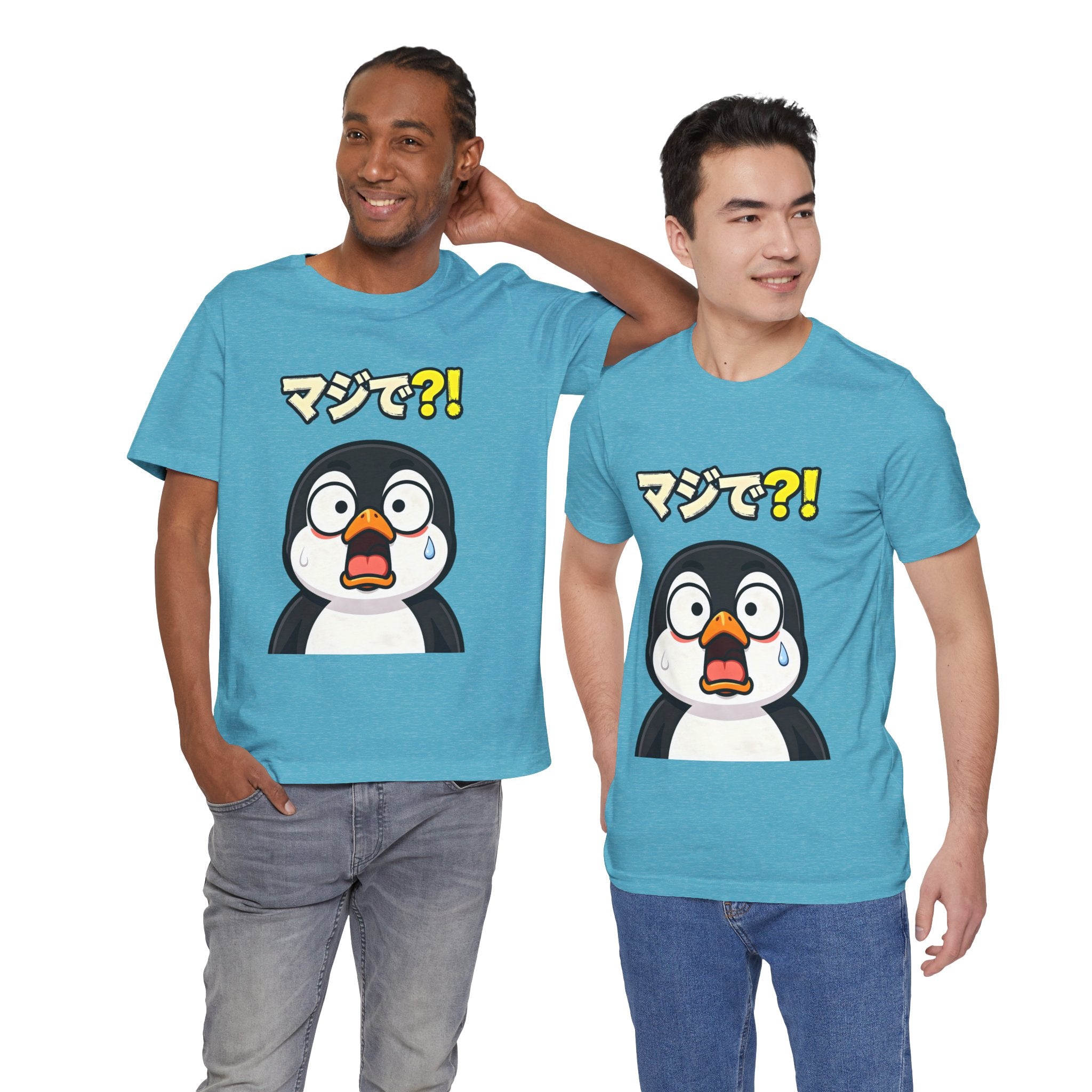 Shocked Penguin Tee — Japanese “マジで?!” Cute Anime-Style Graphic T-Shirt