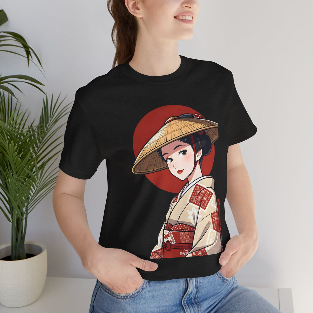 Geisha Illustration Tee — Vintage Kimono Anime T‑Shirt