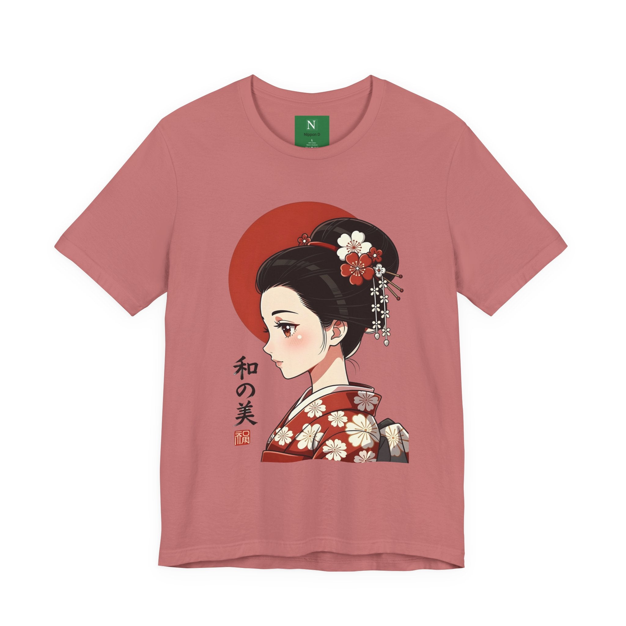 Geisha Portrait Tee — Japanese Floral Kimono Art T-Shirt