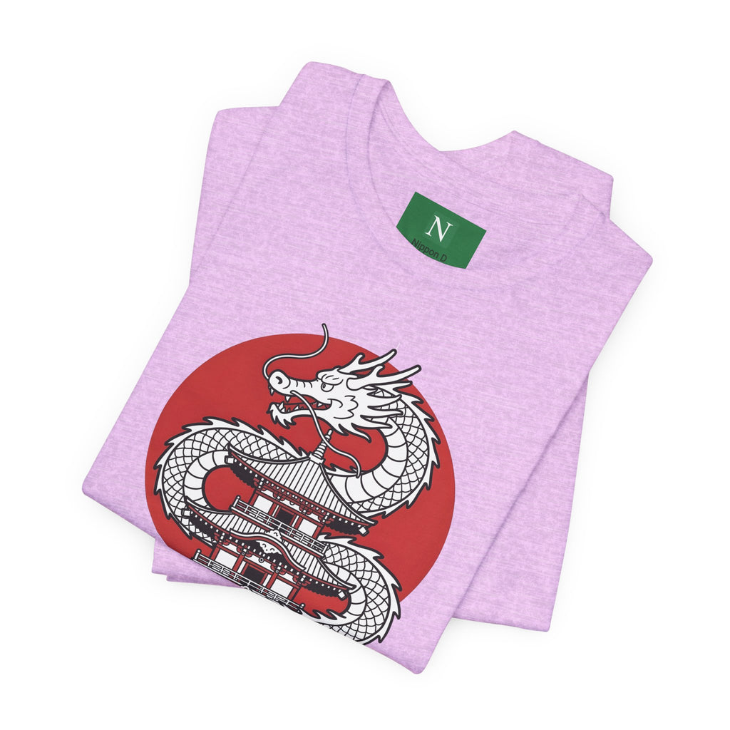 Dragon Pagoda T‑Shirt — Japanese Red Sun Temple Graphic Tee