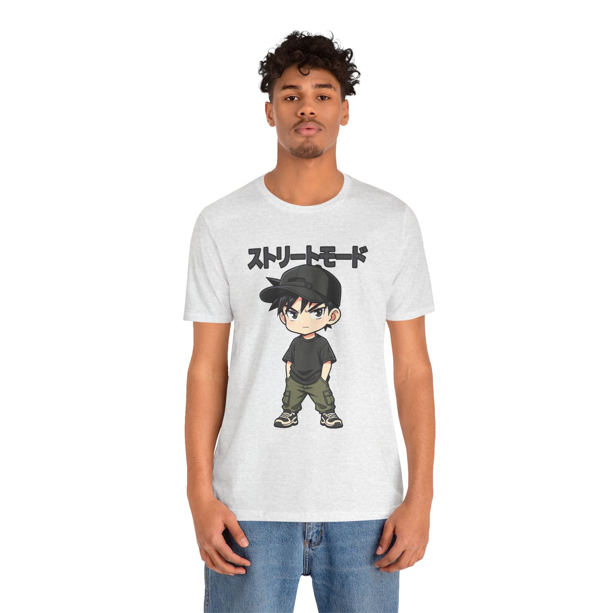 Street Mode Anime Boy T-Shirt — Japanese Text Graphic Tee