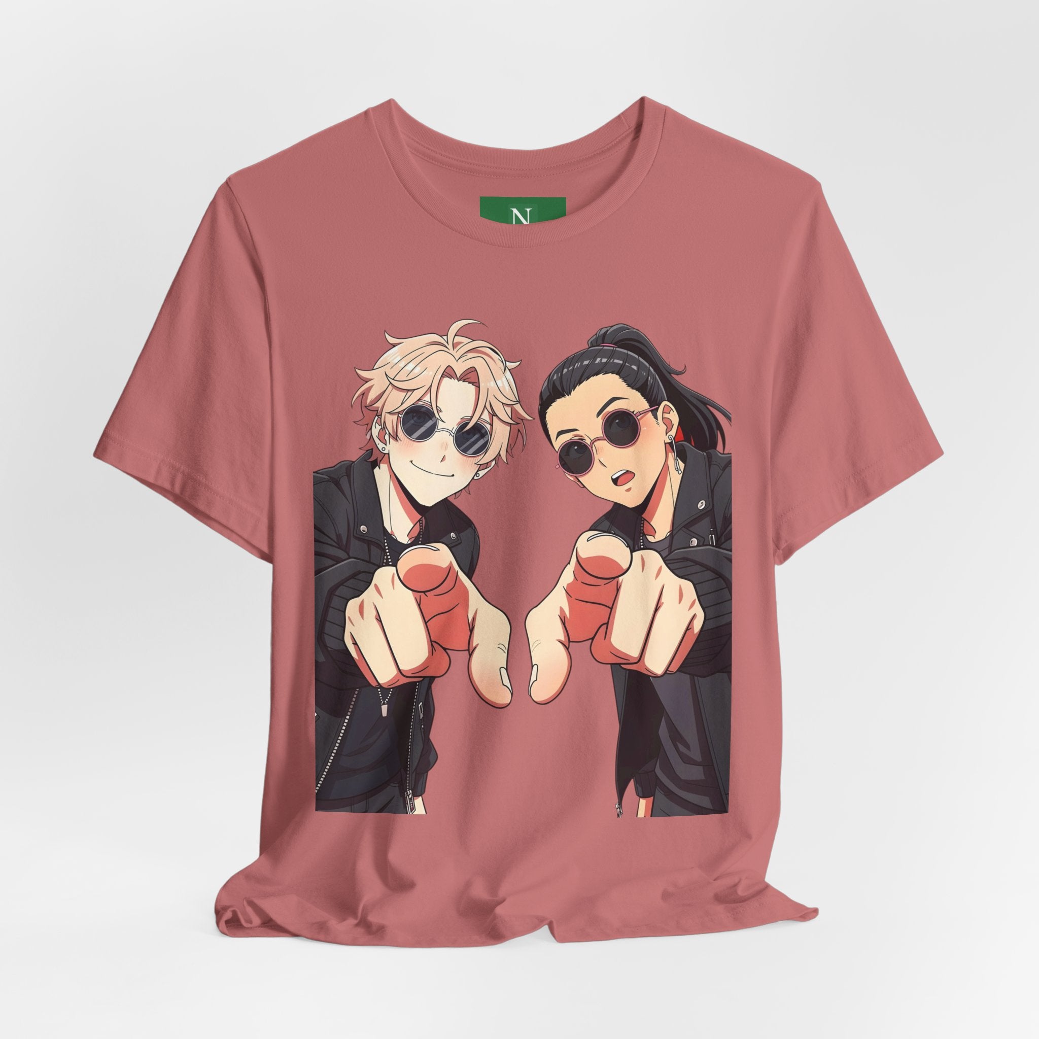 Anime Besties Pointing Tee — Cool Duo Illustration T‑Shirt