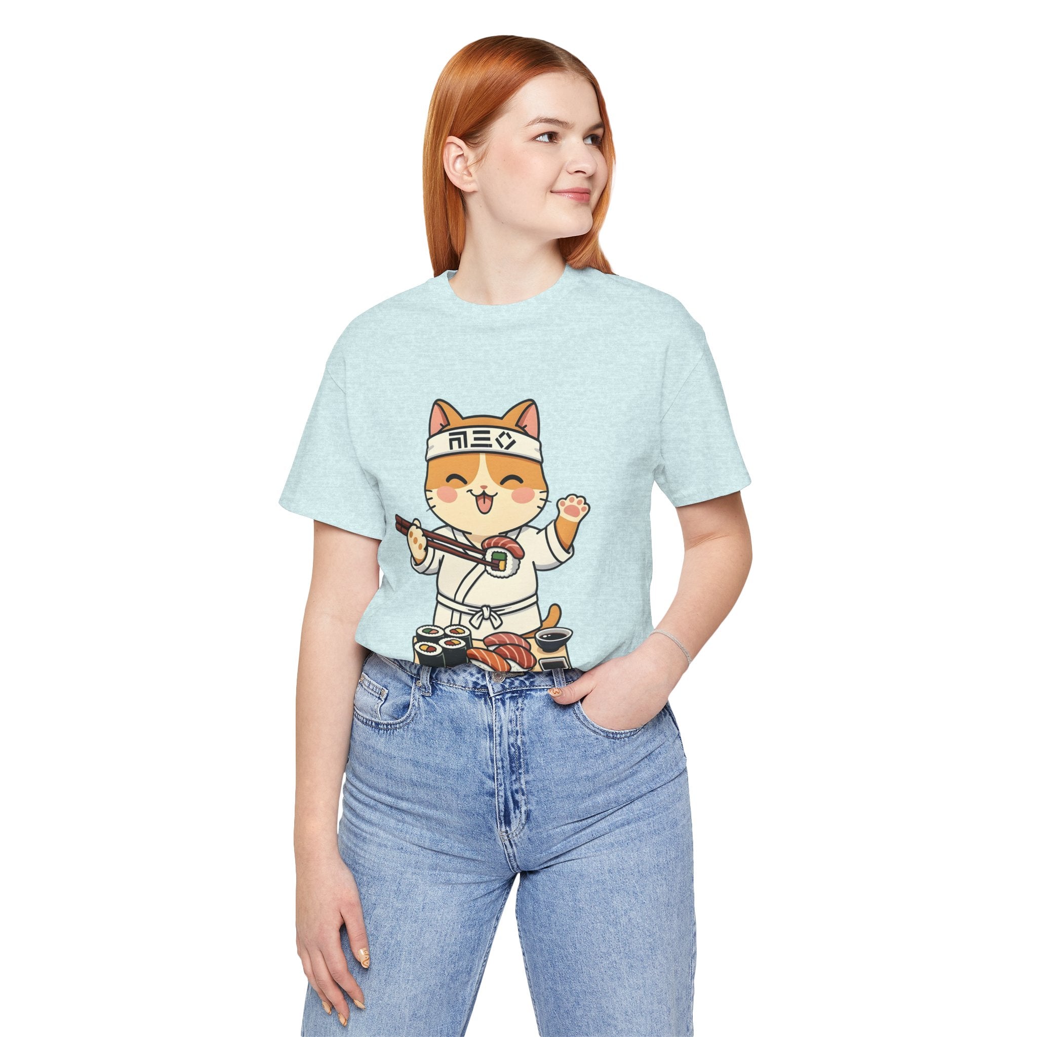 Sushi Chef Cat T‑Shirt — Cute Kawaii Cat Making Sushi Graphic Tee