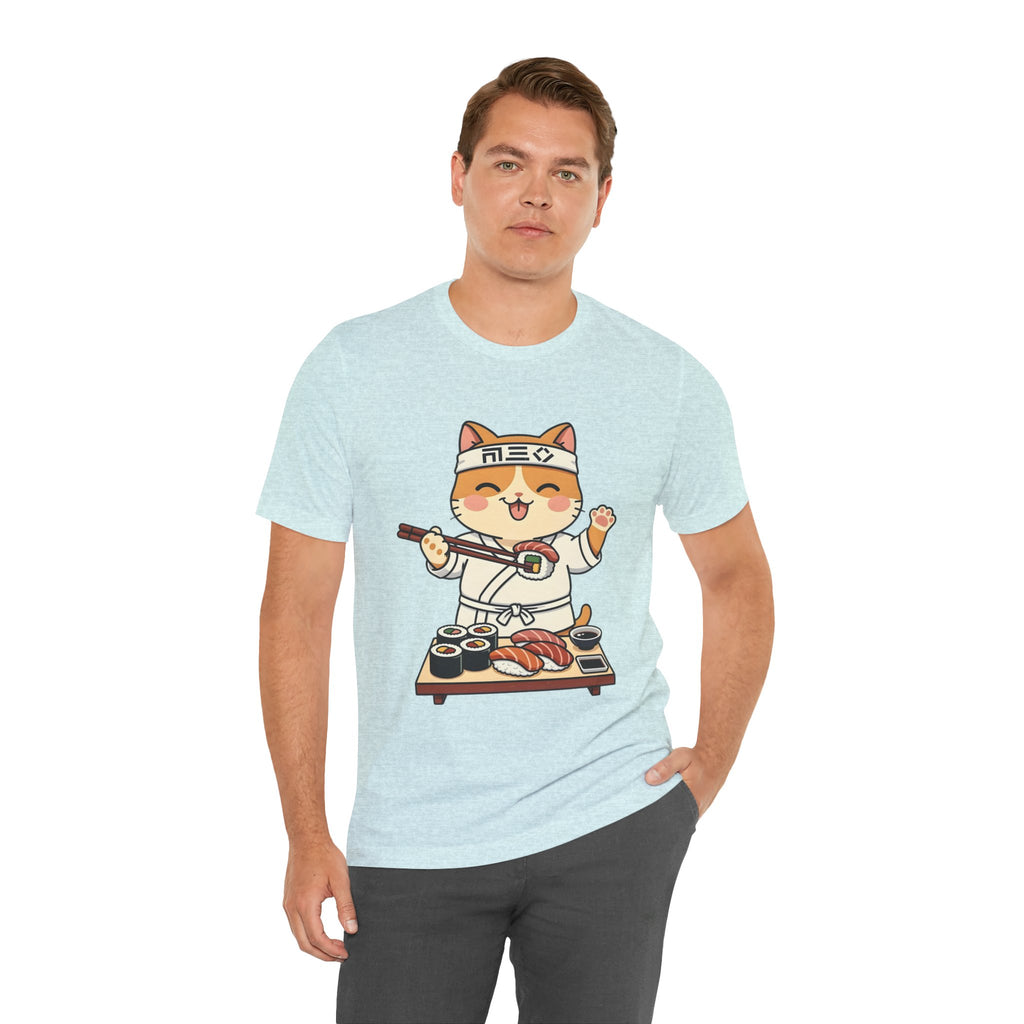Sushi Chef Cat T‑Shirt — Cute Kawaii Cat Making Sushi Graphic Tee
