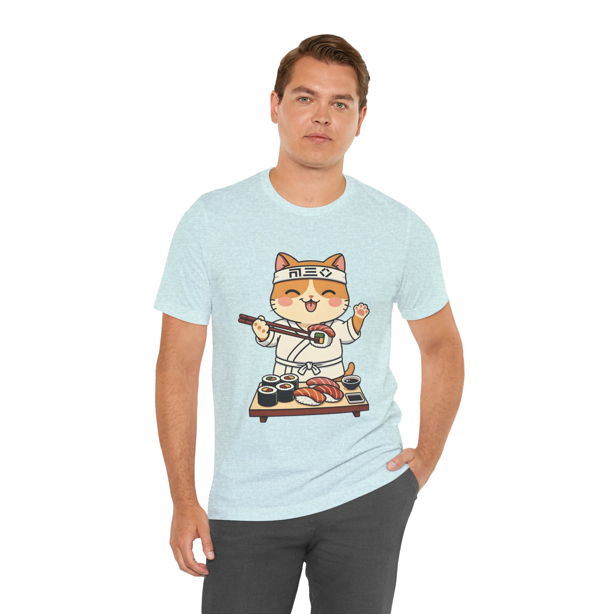 Sushi Chef Cat T‑Shirt — Cute Kawaii Cat Making Sushi Graphic Tee