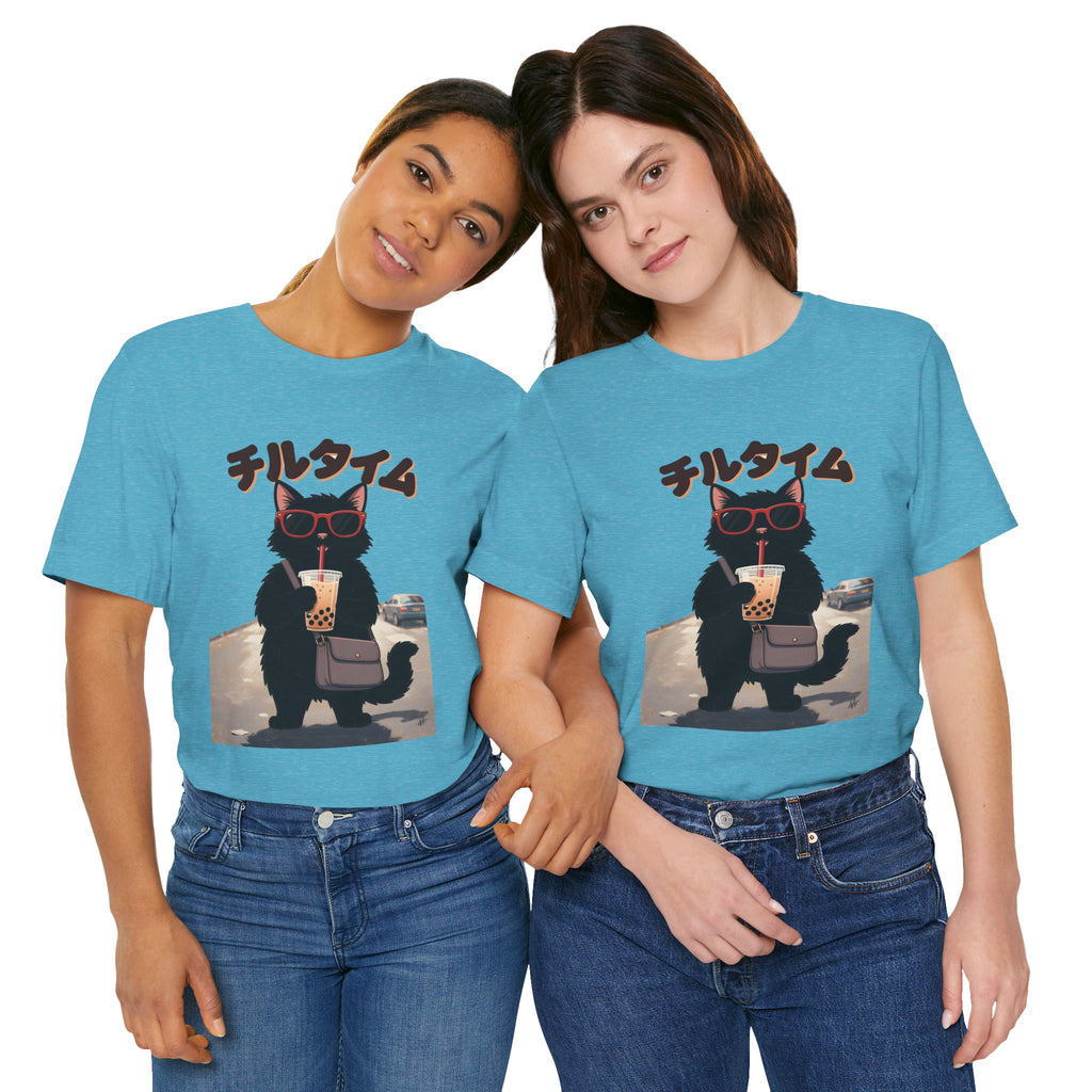 Boba Cat Tee — Cute Cat Drinking Bubble Tea Graphic T-Shirt