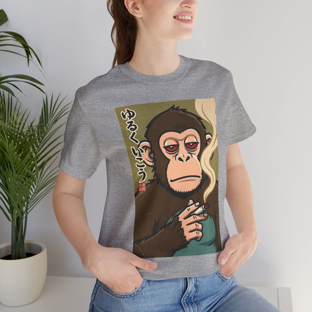 Smoking Monkey Graphic Tee — Japanese Retro Ape Illustration T-Shirt