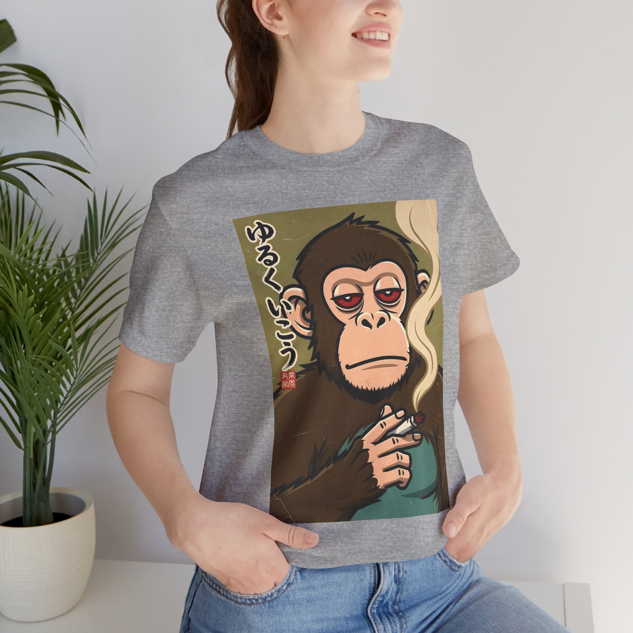 Smoking Monkey Graphic Tee — Japanese Retro Ape Illustration T-Shirt