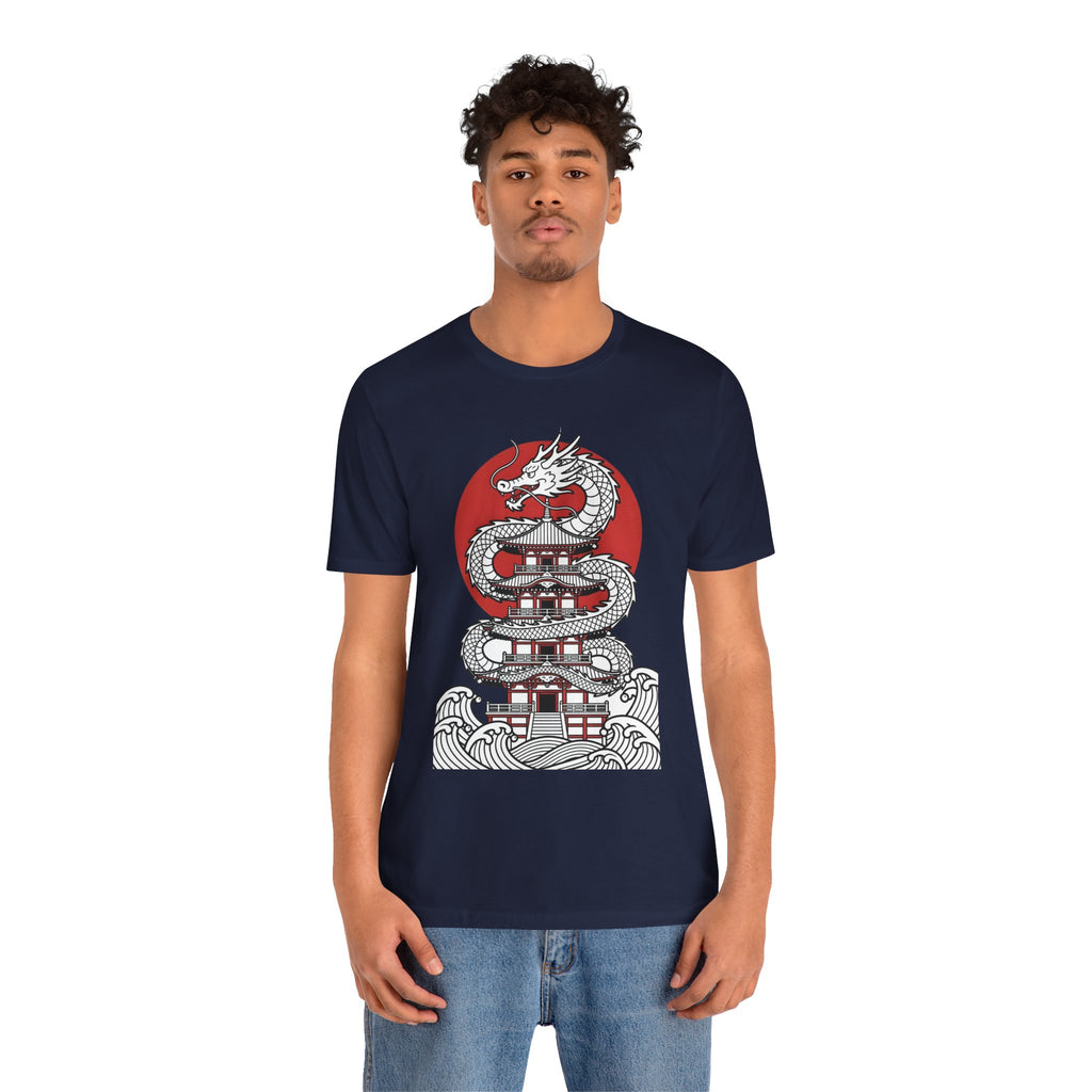 Dragon Pagoda T‑Shirt — Japanese Red Sun Temple Graphic Tee
