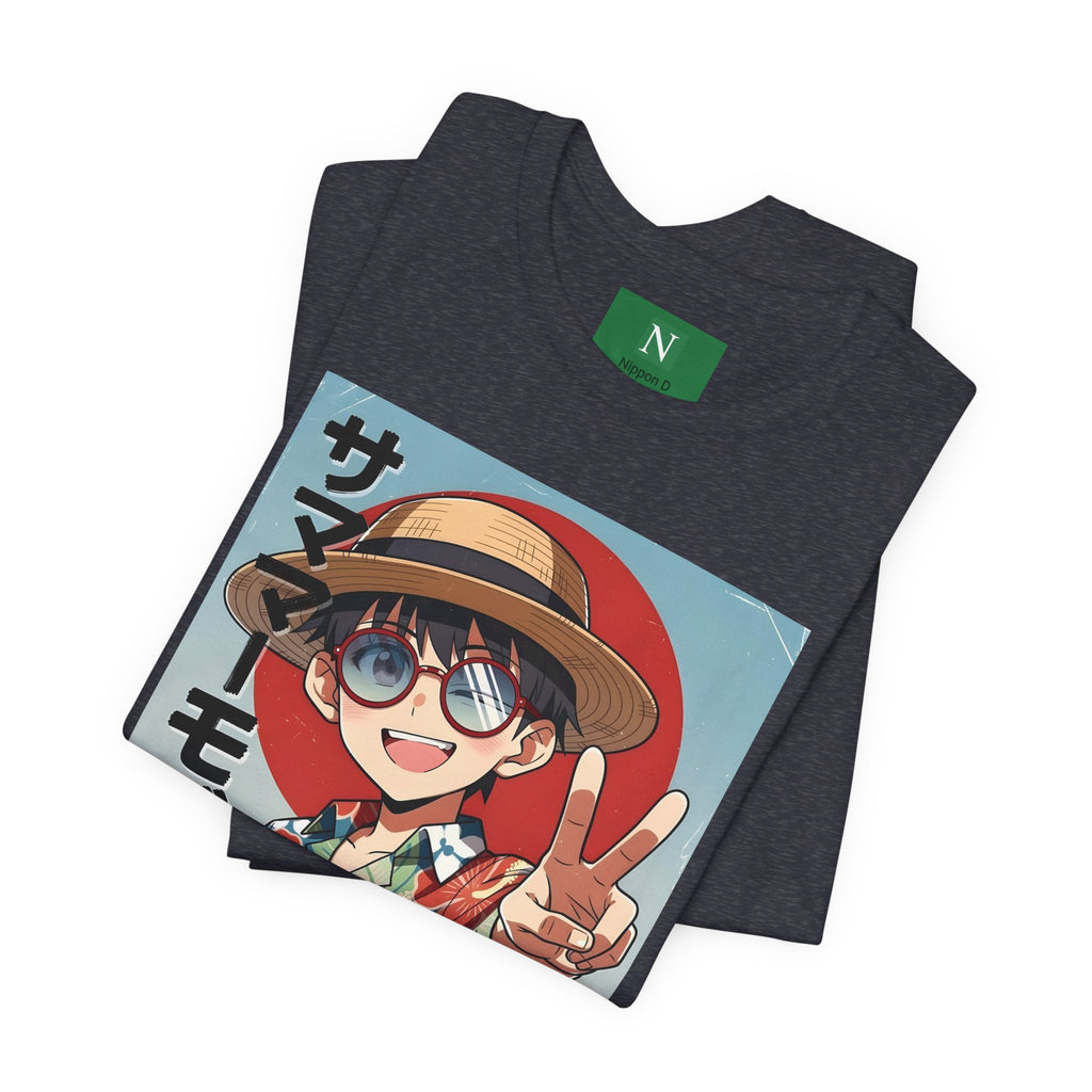 Anime Summer Kid: Tropical Hawaiian Tee with Peace Sign (サマー)