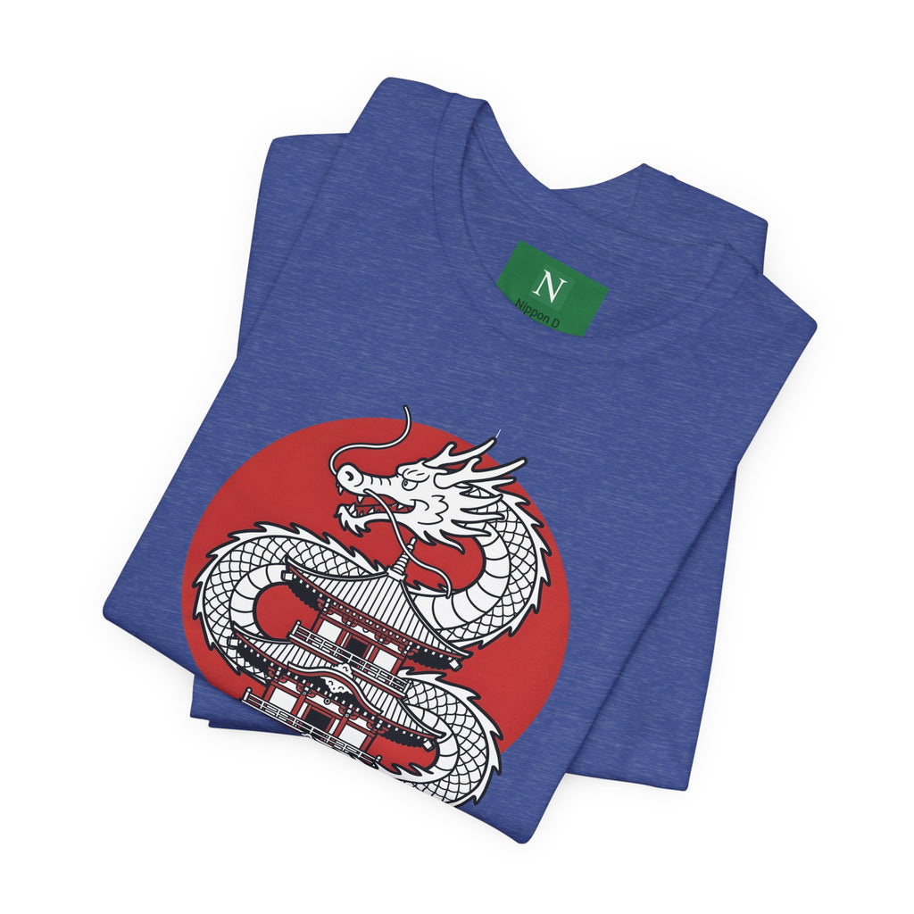 Dragon Pagoda T‑Shirt — Japanese Red Sun Temple Graphic Tee