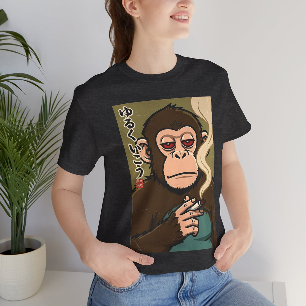 Smoking Monkey Graphic Tee — Japanese Retro Ape Illustration T-Shirt