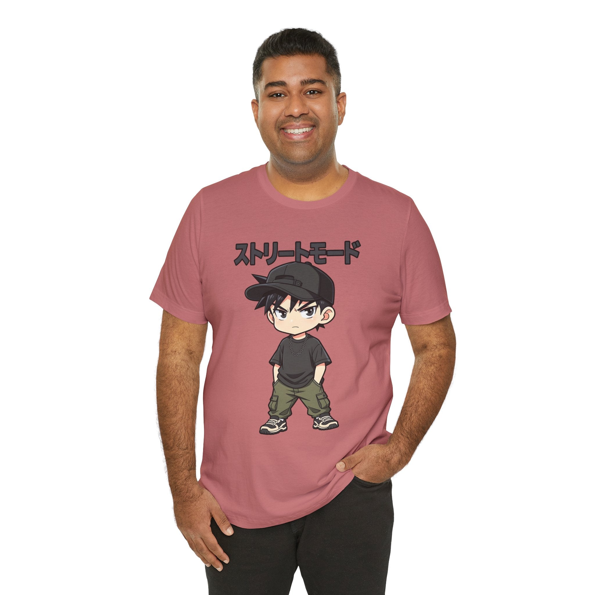 Street Mode Anime Boy T-Shirt — Japanese Text Graphic Tee