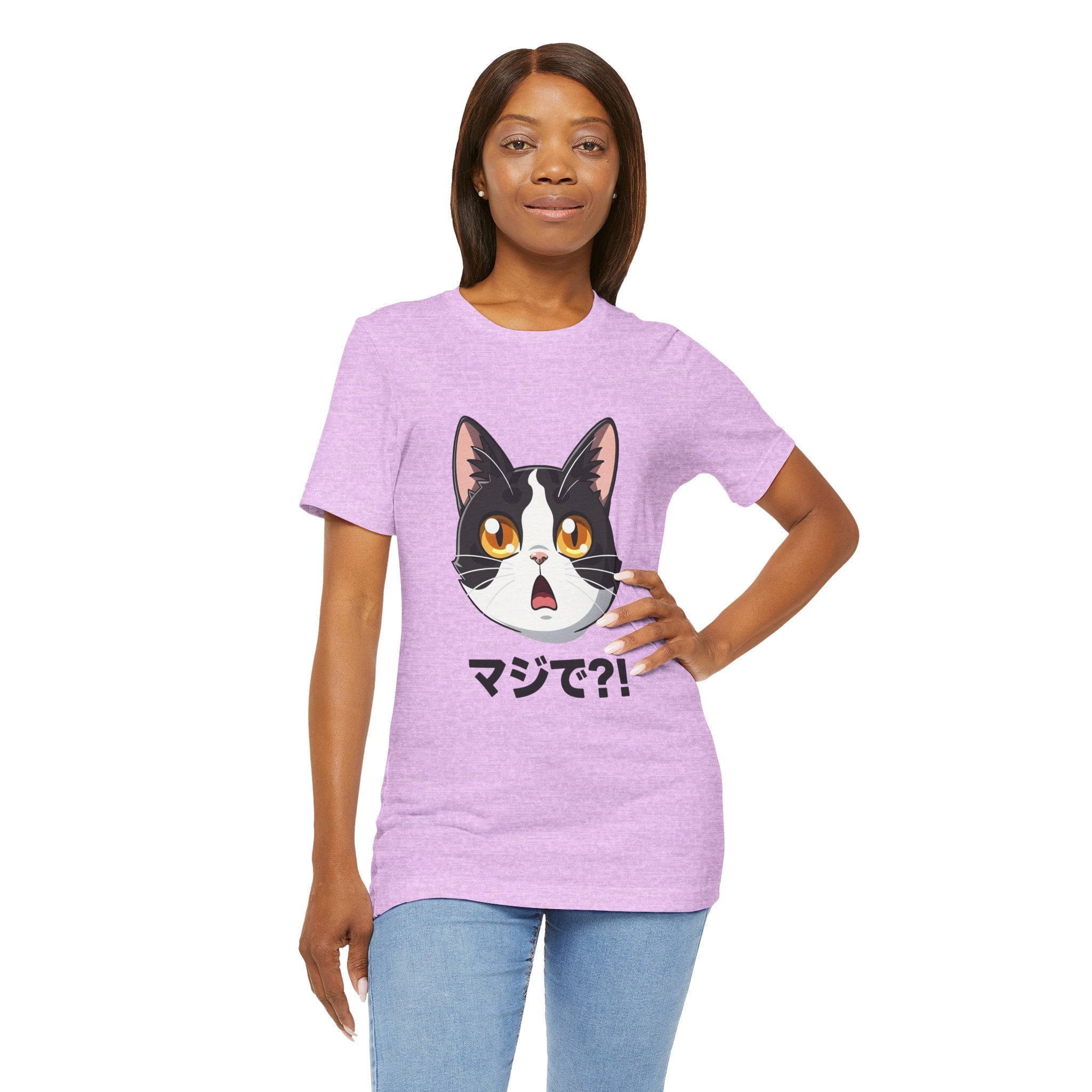 Cat Shock Face Graphic Tee — マジで?! Cute Anime Cat T-Shirt