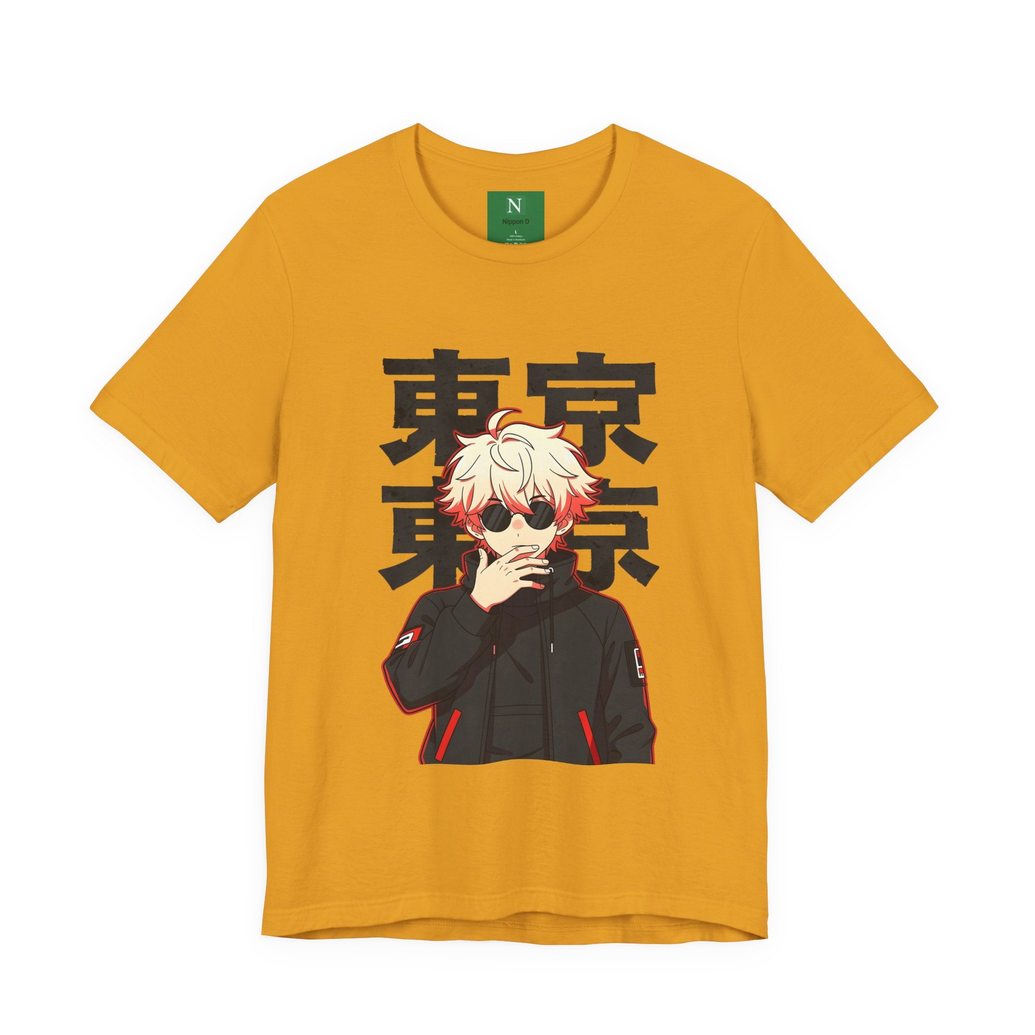 Tokyo Anime Graphic Tee — Blond Character with Kanji "東京"