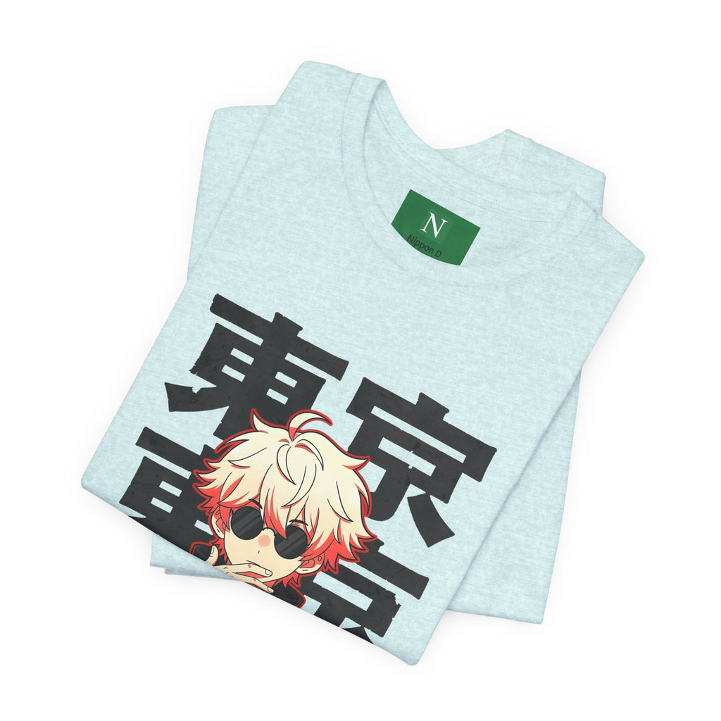 Tokyo Anime Graphic Tee — Blond Character with Kanji "東京"