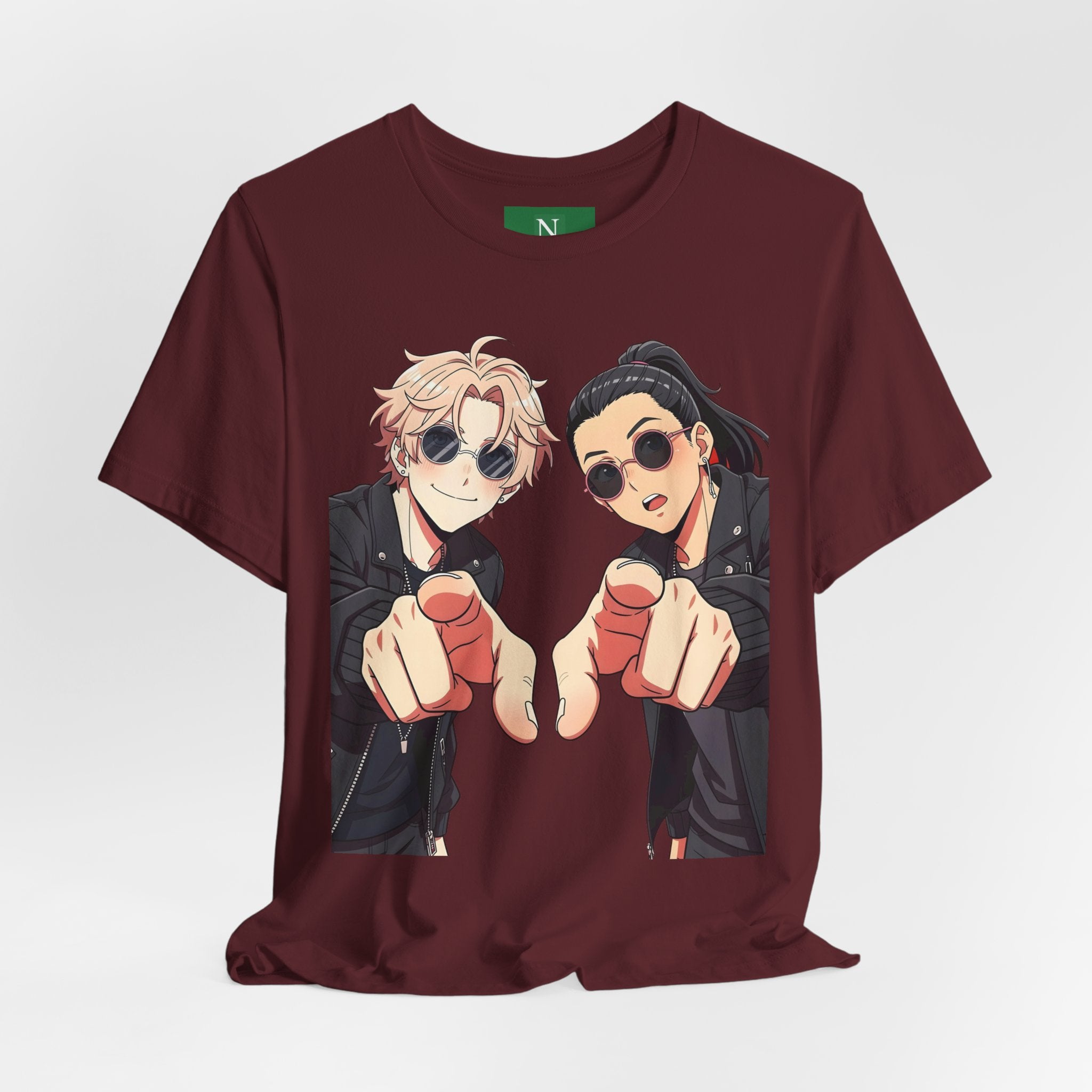 Anime Besties Pointing Tee — Cool Duo Illustration T‑Shirt