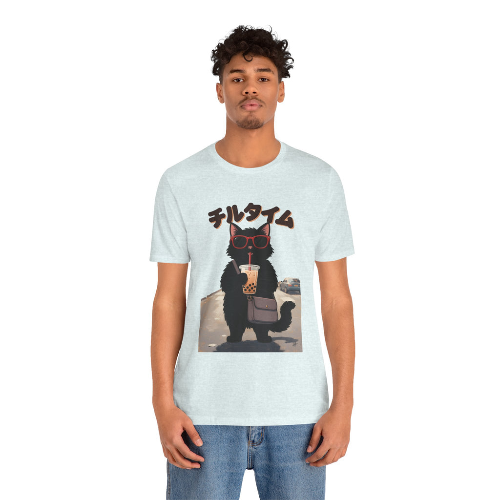 Boba Cat Tee — Cute Cat Drinking Bubble Tea Graphic T-Shirt