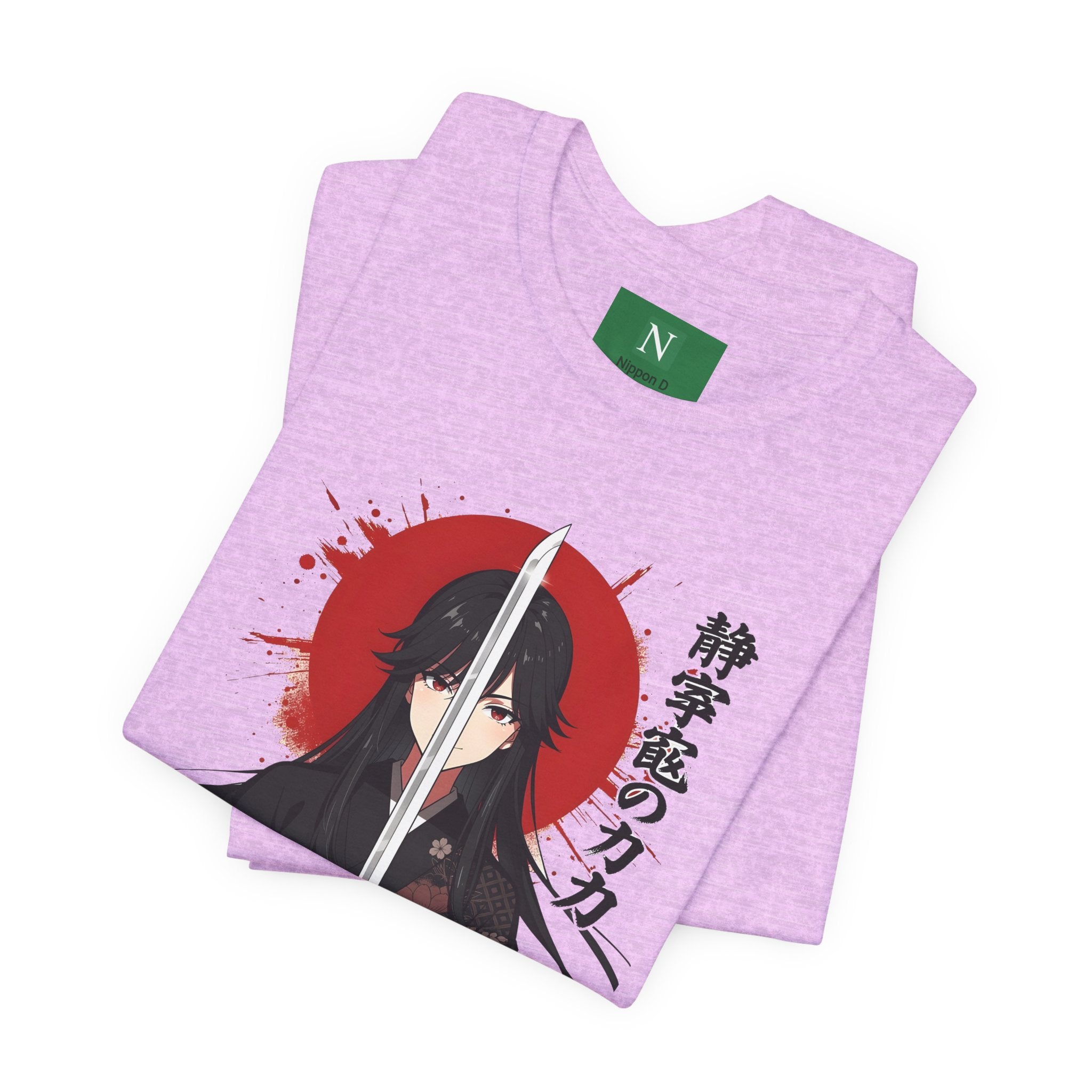 Samurai Girl Sword T‑Shirt — Anime Katana Tee with Japanese Text