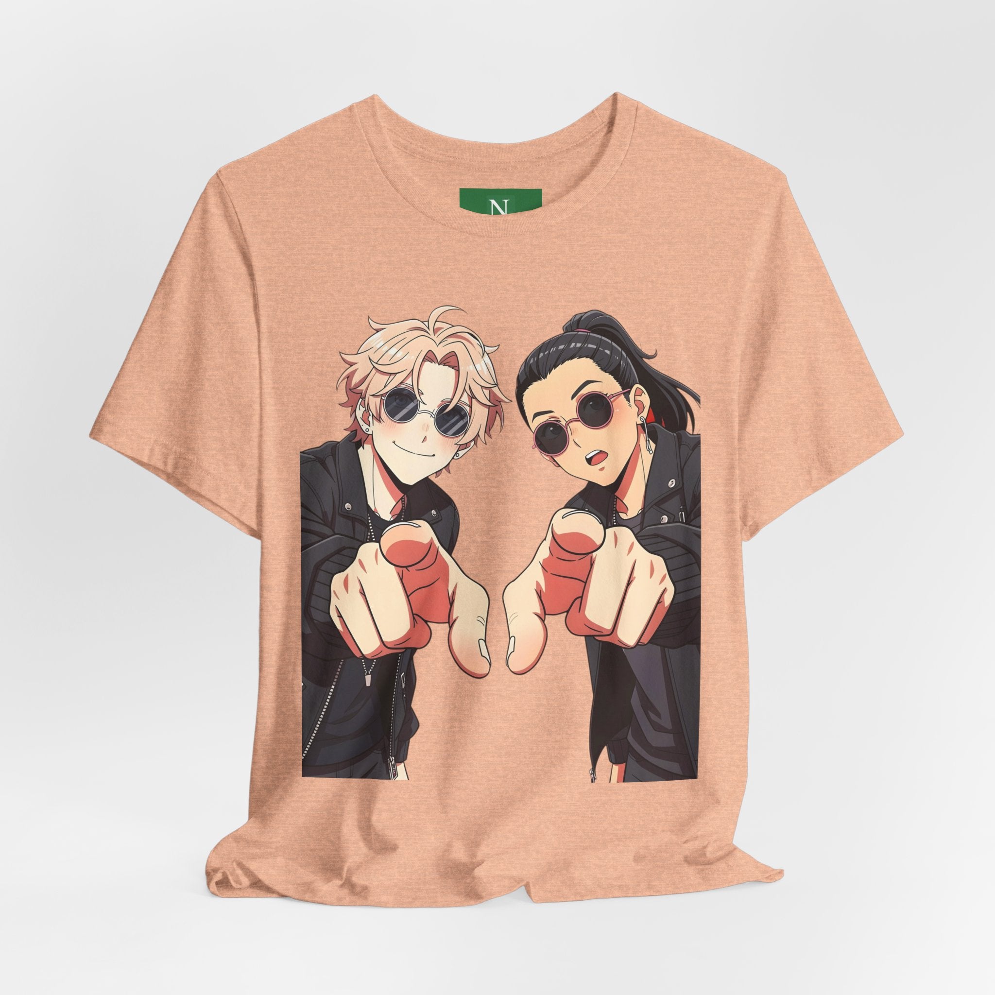 Anime Besties Pointing Tee — Cool Duo Illustration T‑Shirt