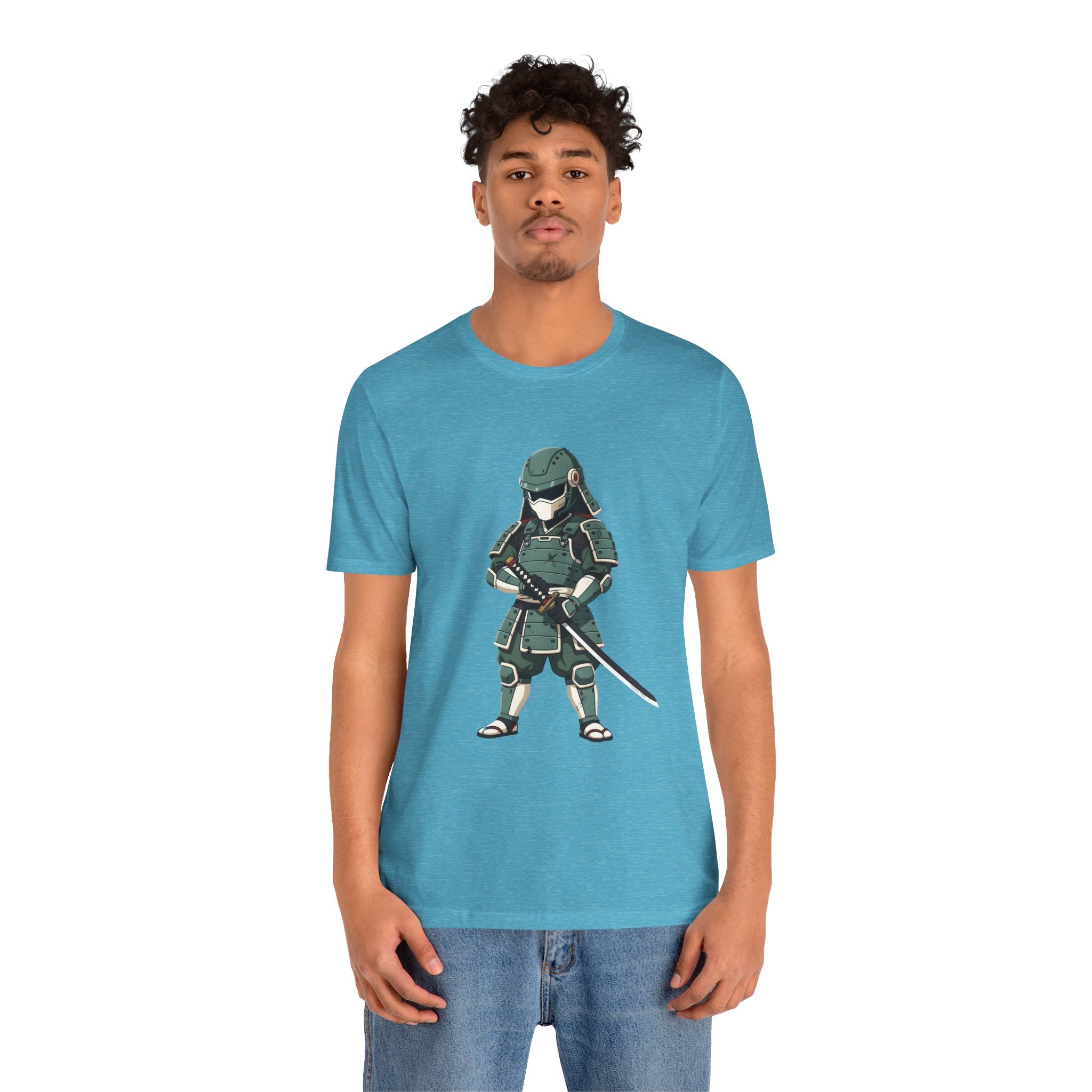 Samurai Cat T-Shirt – Cute Armored Kitty with Katana Graphic