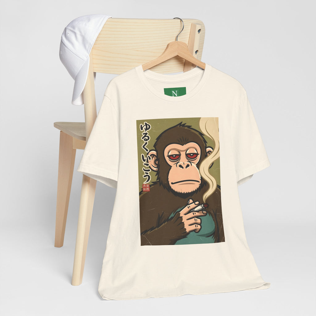 Smoking Monkey Graphic Tee — Japanese Retro Ape Illustration T-Shirt