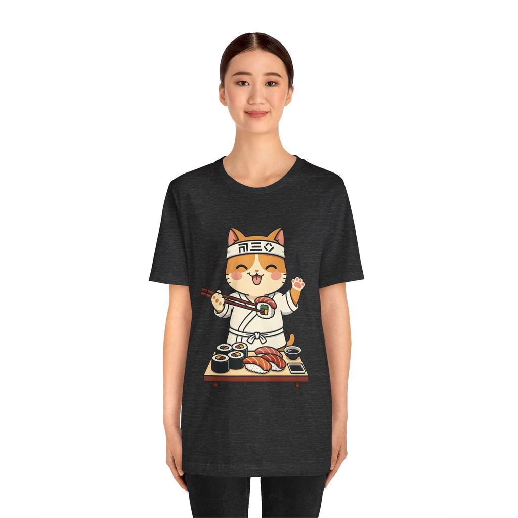 Sushi Chef Cat T‑Shirt — Cute Kawaii Cat Making Sushi Graphic Tee
