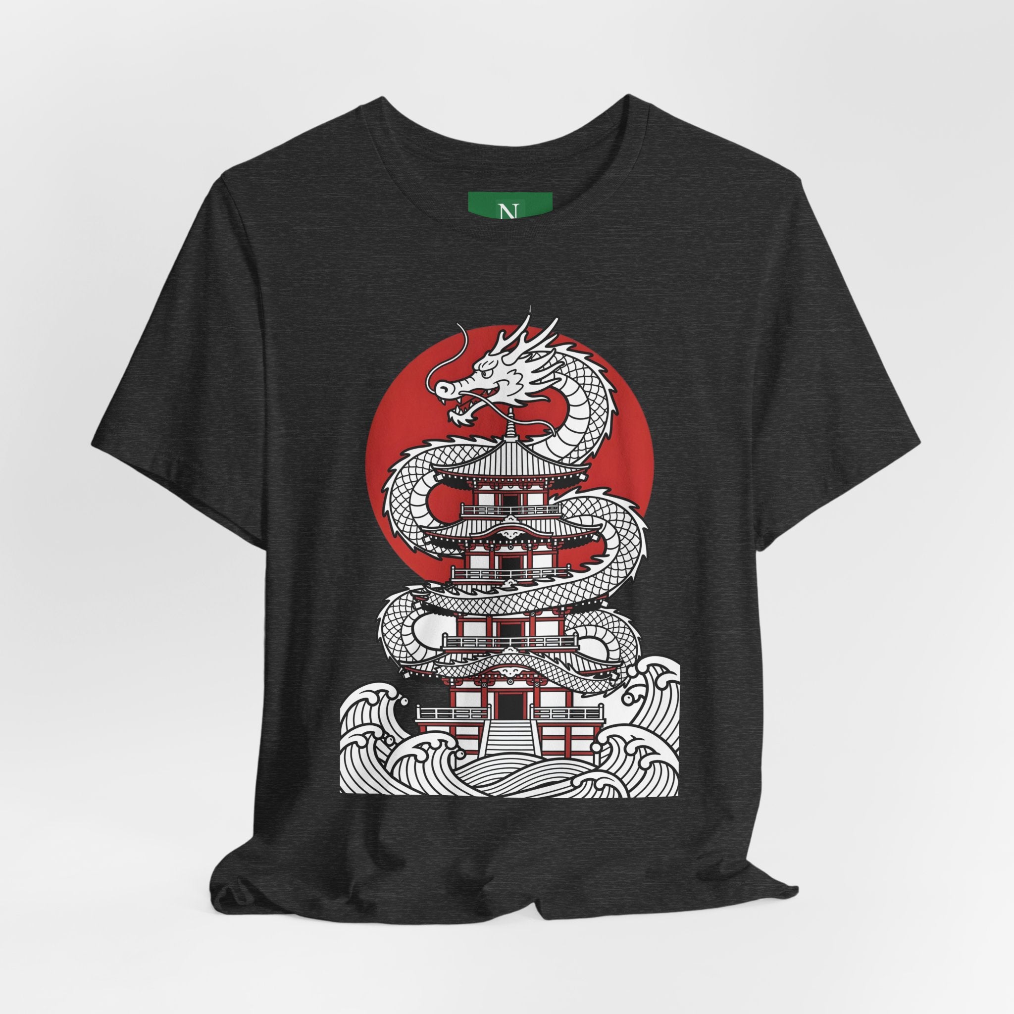 Dragon Pagoda T‑Shirt — Japanese Red Sun Temple Graphic Tee
