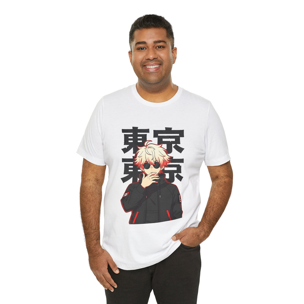 Tokyo Anime Graphic Tee — Blond Character with Kanji "東京"