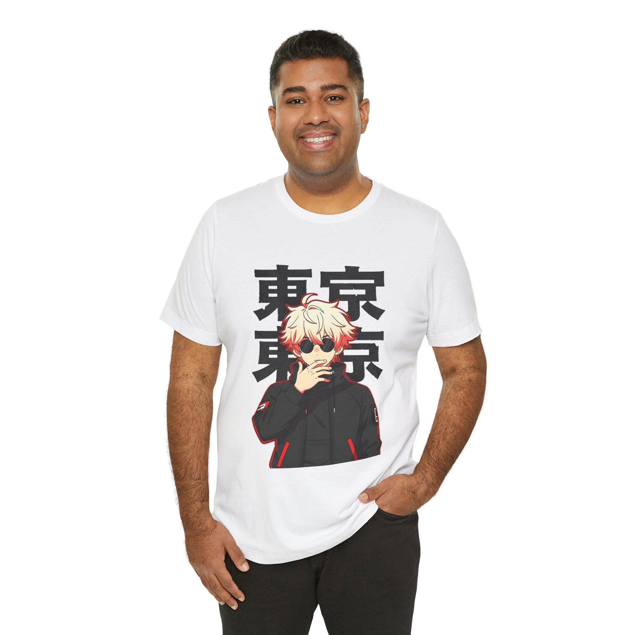 Tokyo Anime Graphic Tee — Blond Character with Kanji "東京"
