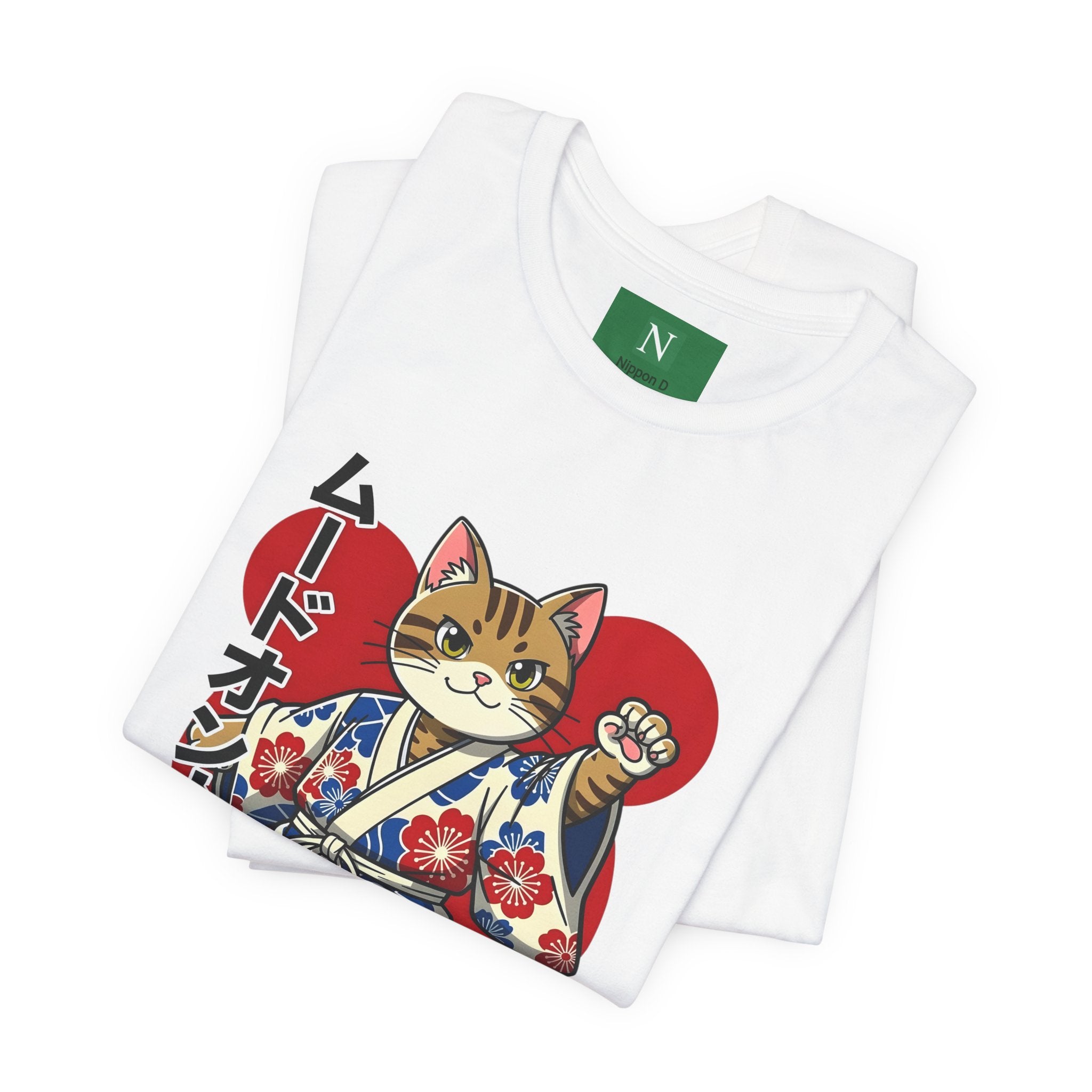 Samurai Cat T‑Shirt — Kawaii Japanese Kimono Cat Graphic Tee