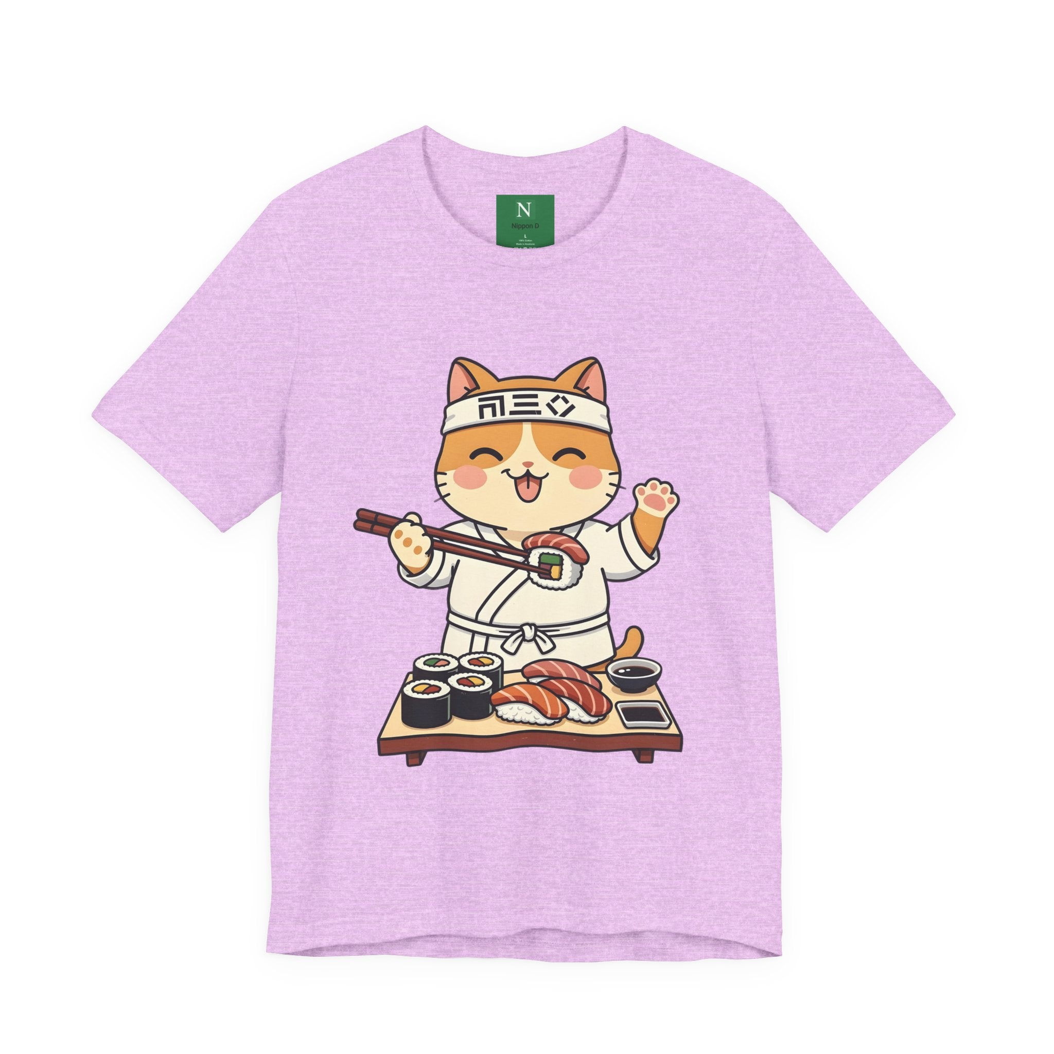 Sushi Chef Cat T‑Shirt — Cute Kawaii Cat Making Sushi Graphic Tee