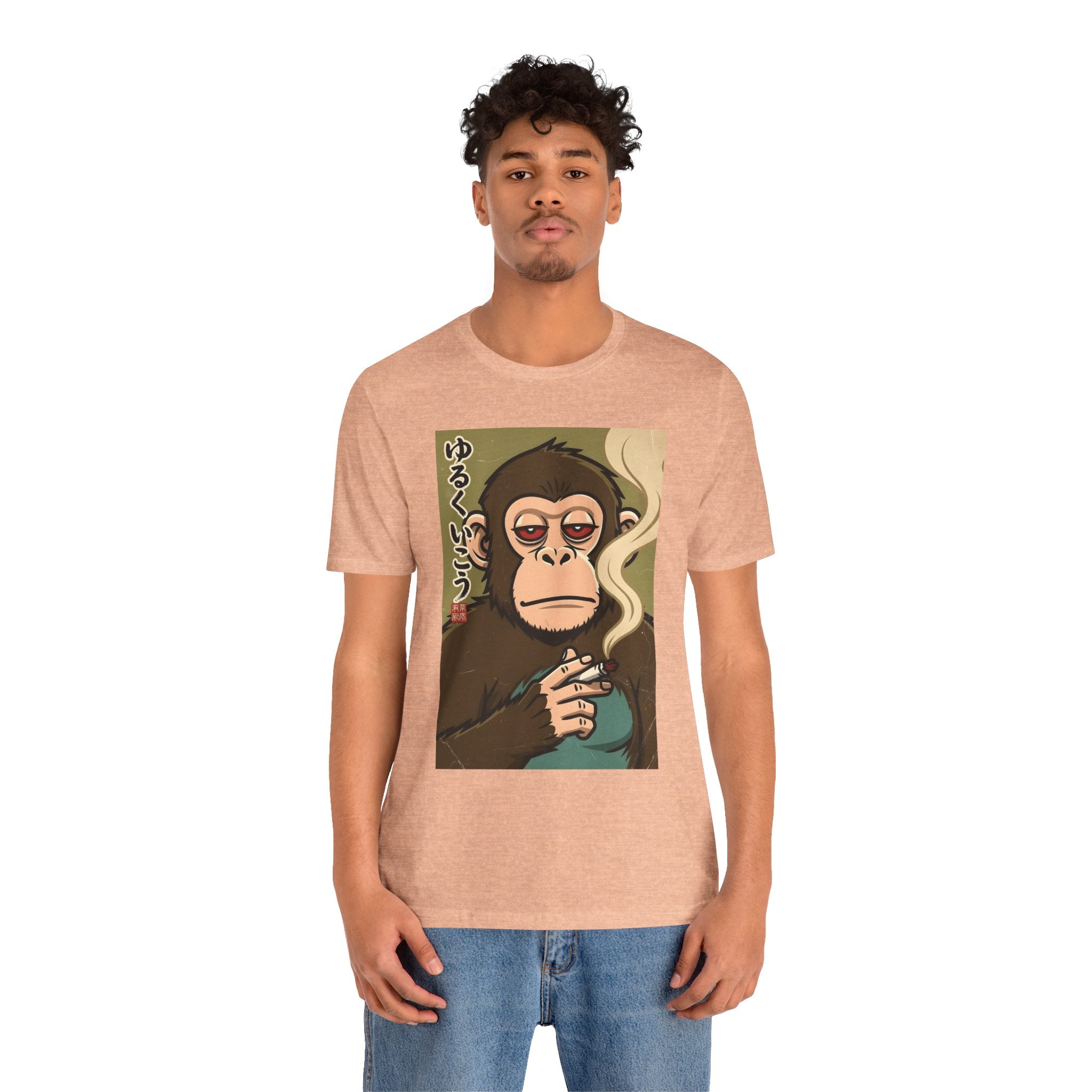 Smoking Monkey Graphic Tee — Japanese Retro Ape Illustration T-Shirt