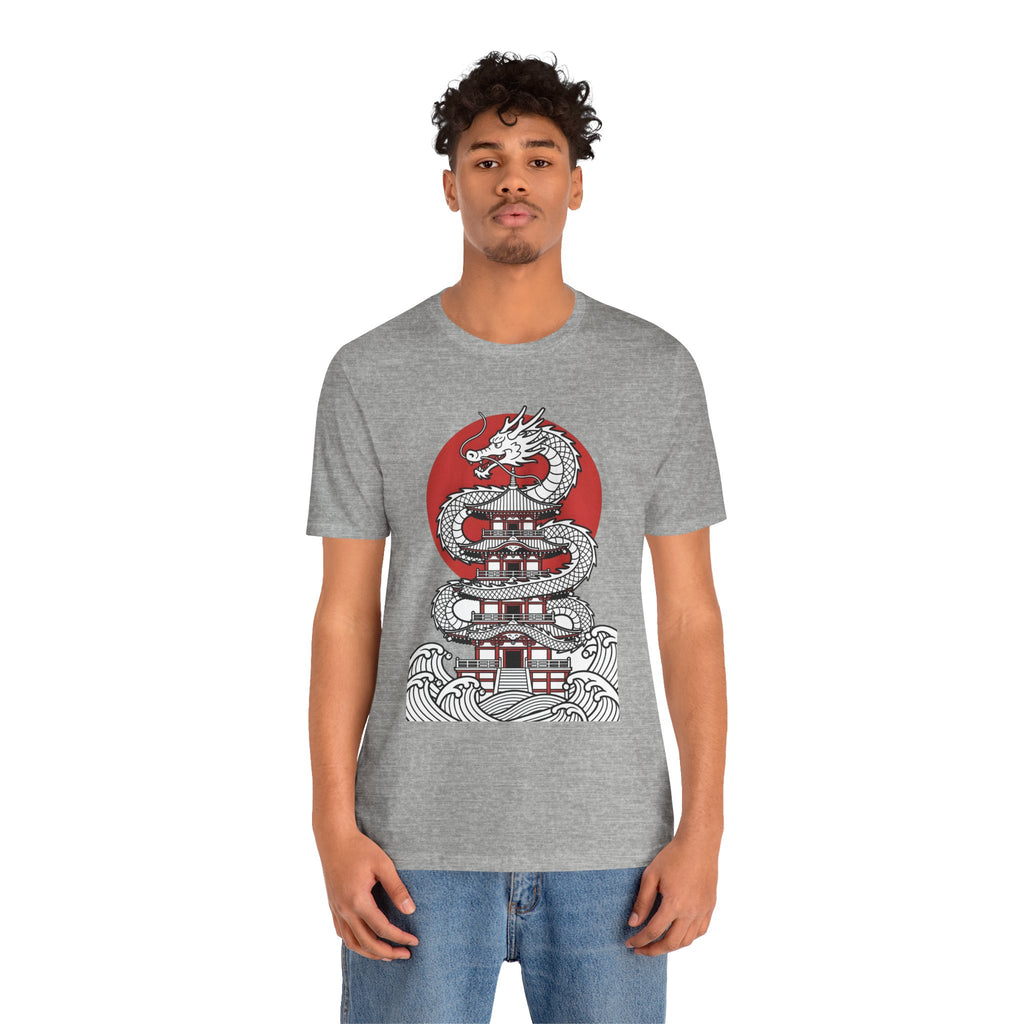 Dragon Pagoda T‑Shirt — Japanese Red Sun Temple Graphic Tee