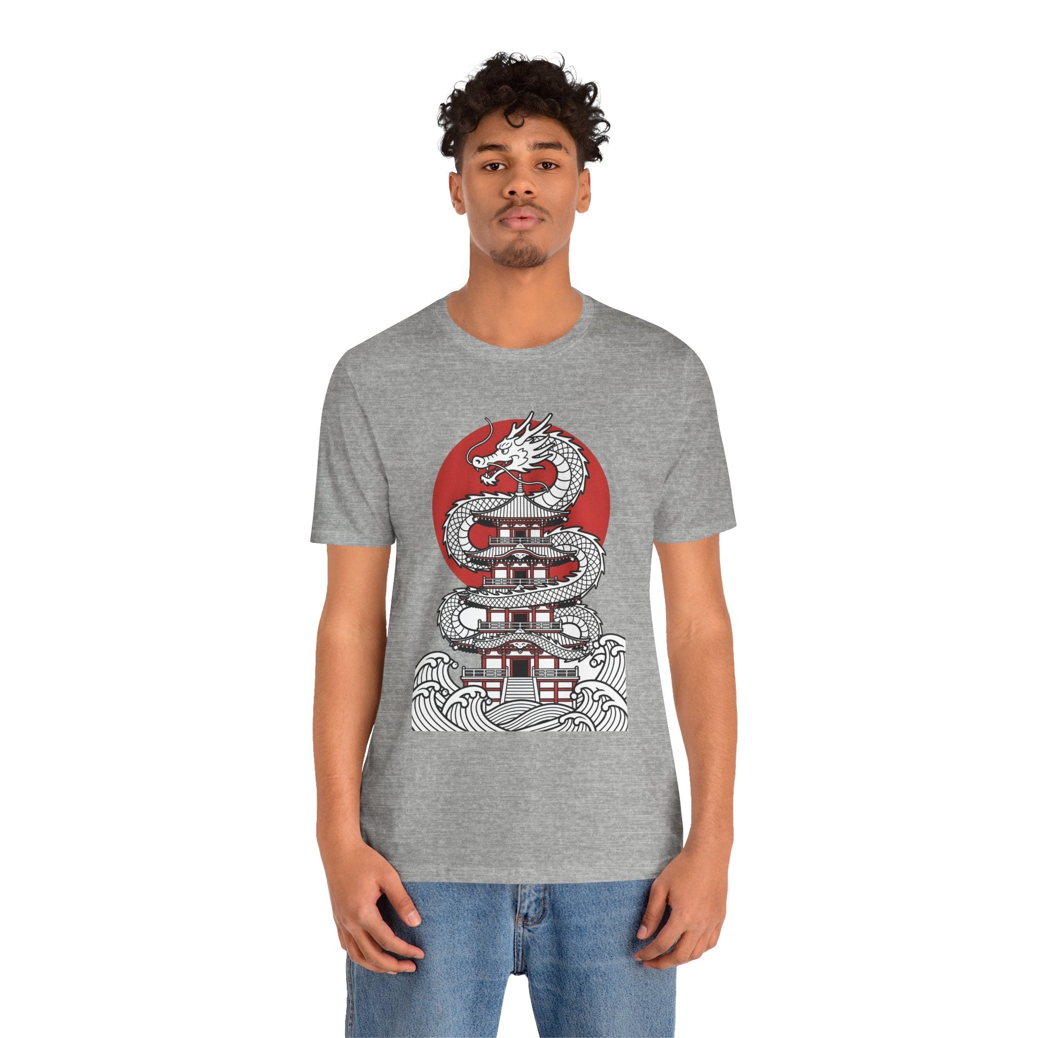 Dragon Pagoda T‑Shirt — Japanese Red Sun Temple Graphic Tee