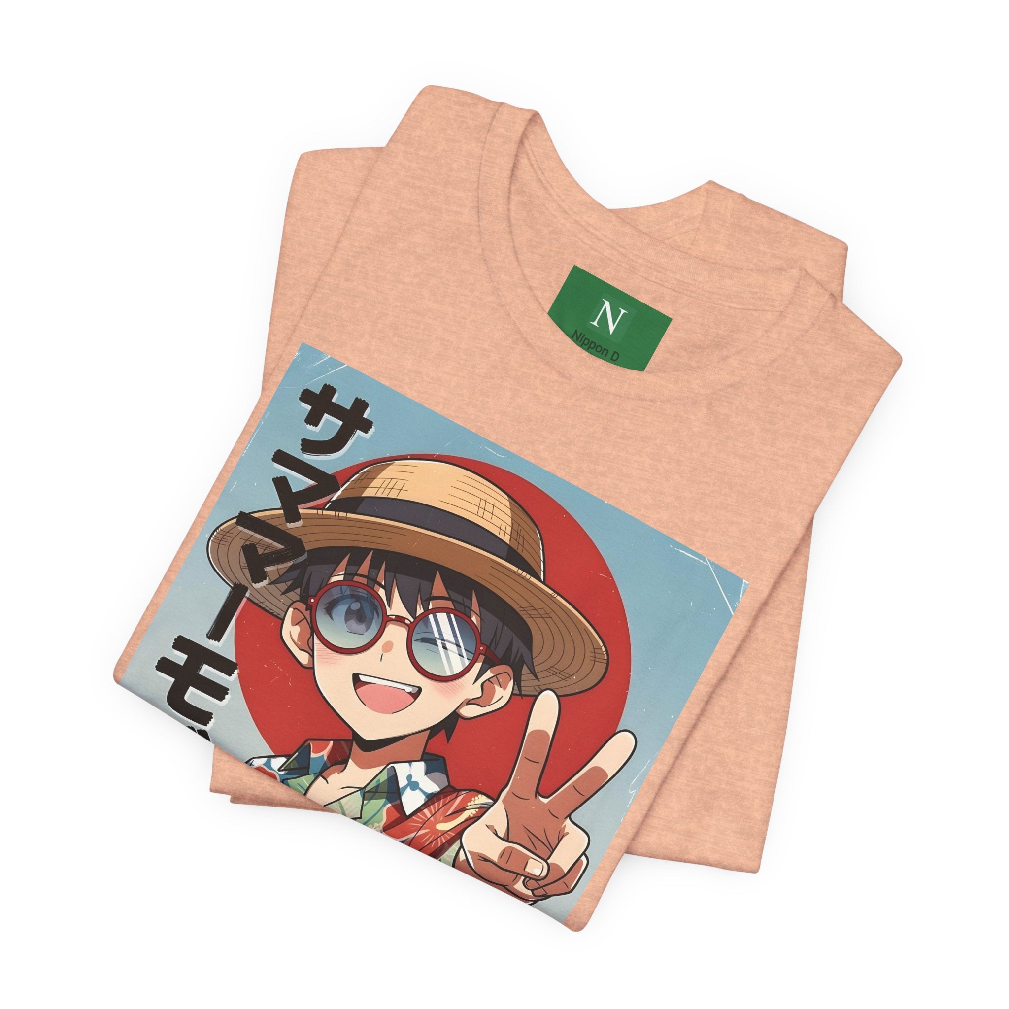 Anime Summer Kid: Tropical Hawaiian Tee with Peace Sign (サマー)