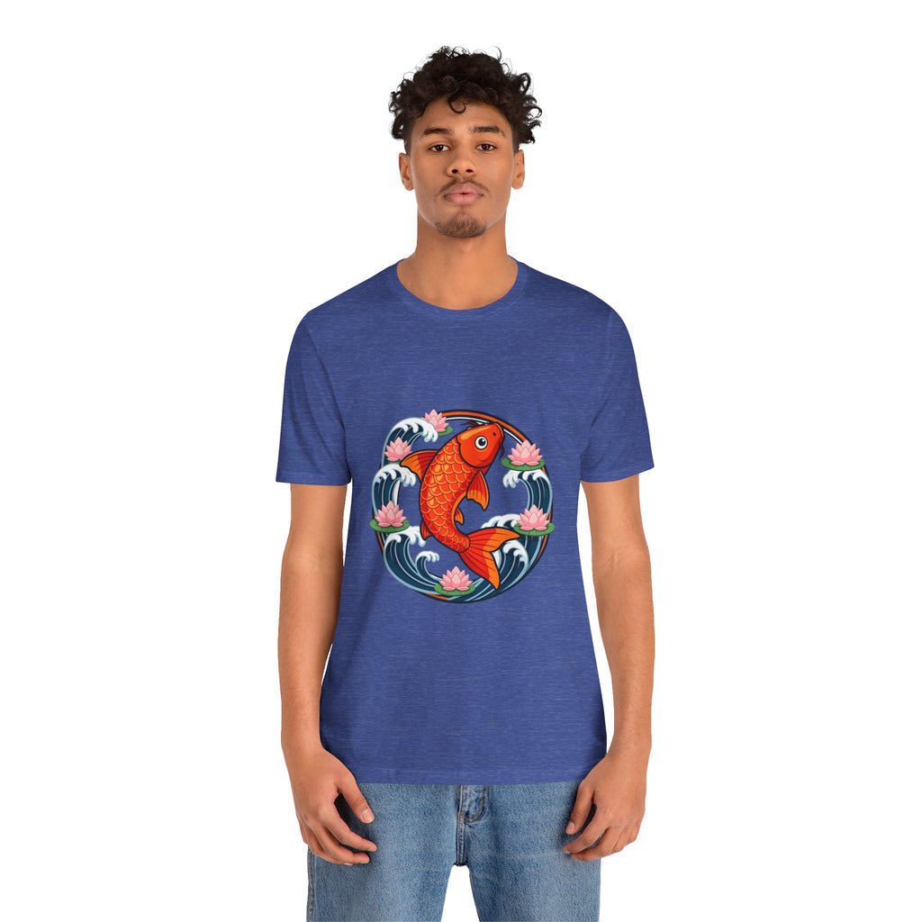 Koi Circle Graphic Tee — Japanese Koi Fish Waves & Lotus T-Shirt