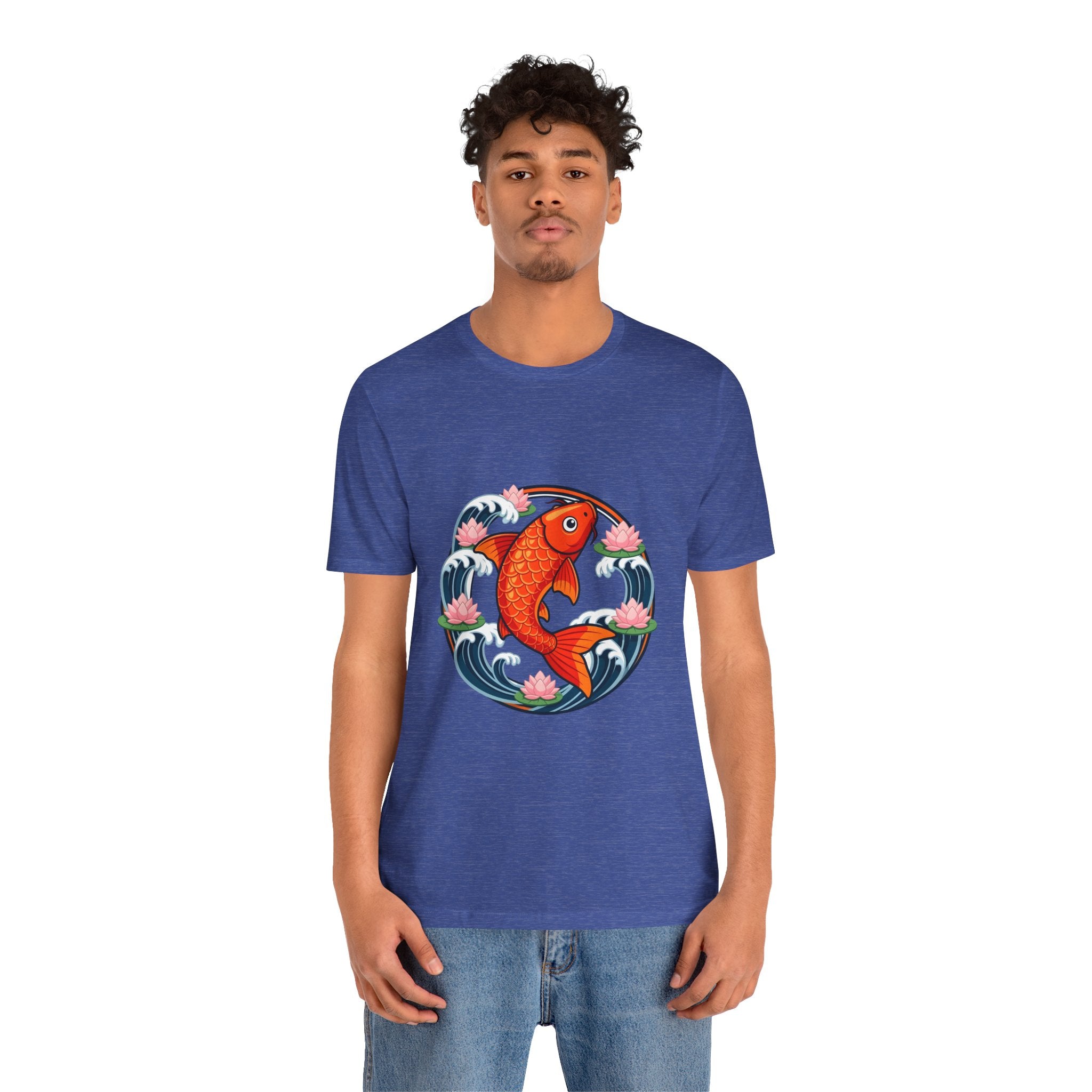 Koi Circle Graphic Tee — Japanese Koi Fish Waves & Lotus T-Shirt