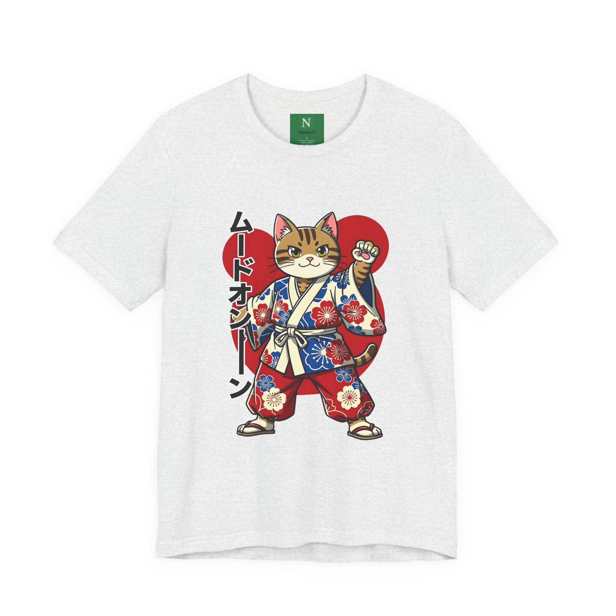 Samurai Cat T‑Shirt — Kawaii Japanese Kimono Cat Graphic Tee