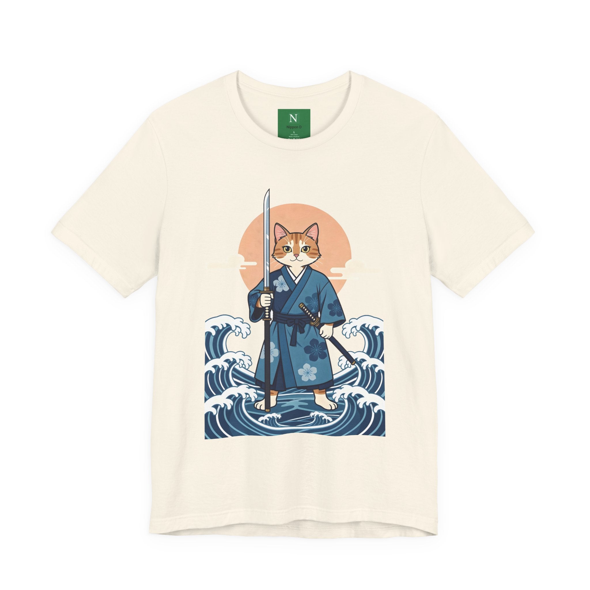 Samurai Cat T-Shirt — Japanese Wave Illustration Tee