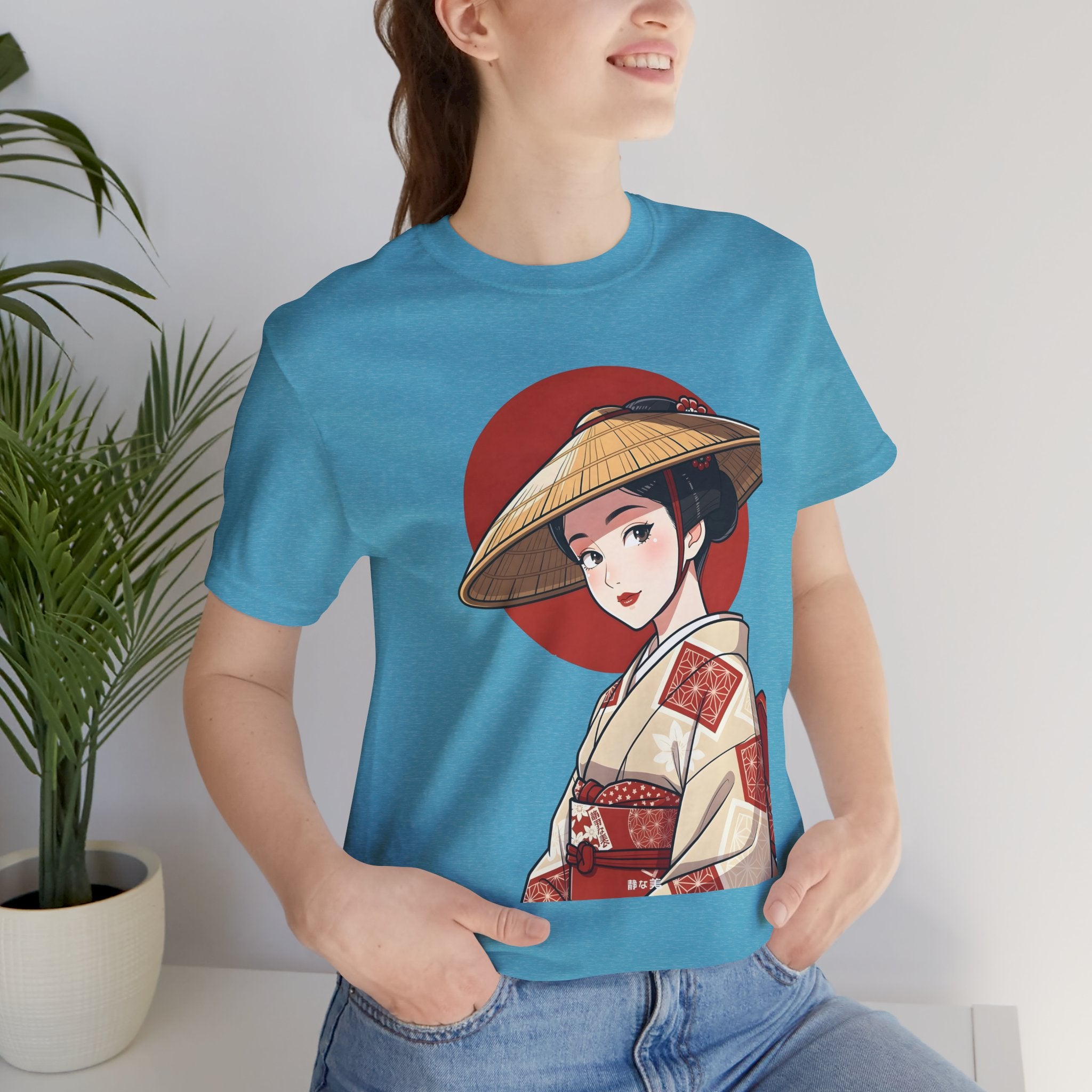 Geisha Illustration Tee — Vintage Kimono Anime T‑Shirt
