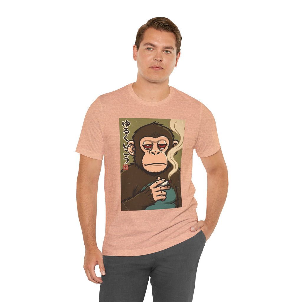 Smoking Monkey Graphic Tee — Japanese Retro Ape Illustration T-Shirt