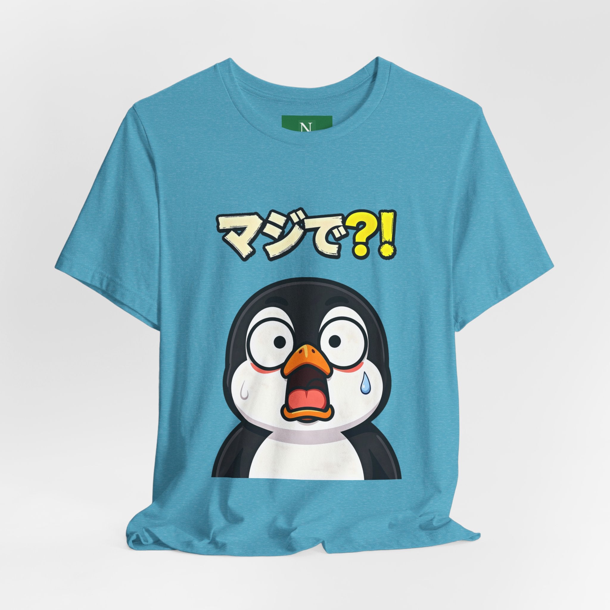 Shocked Penguin Tee — Japanese “マジで?!” Cute Anime-Style Graphic T-Shirt