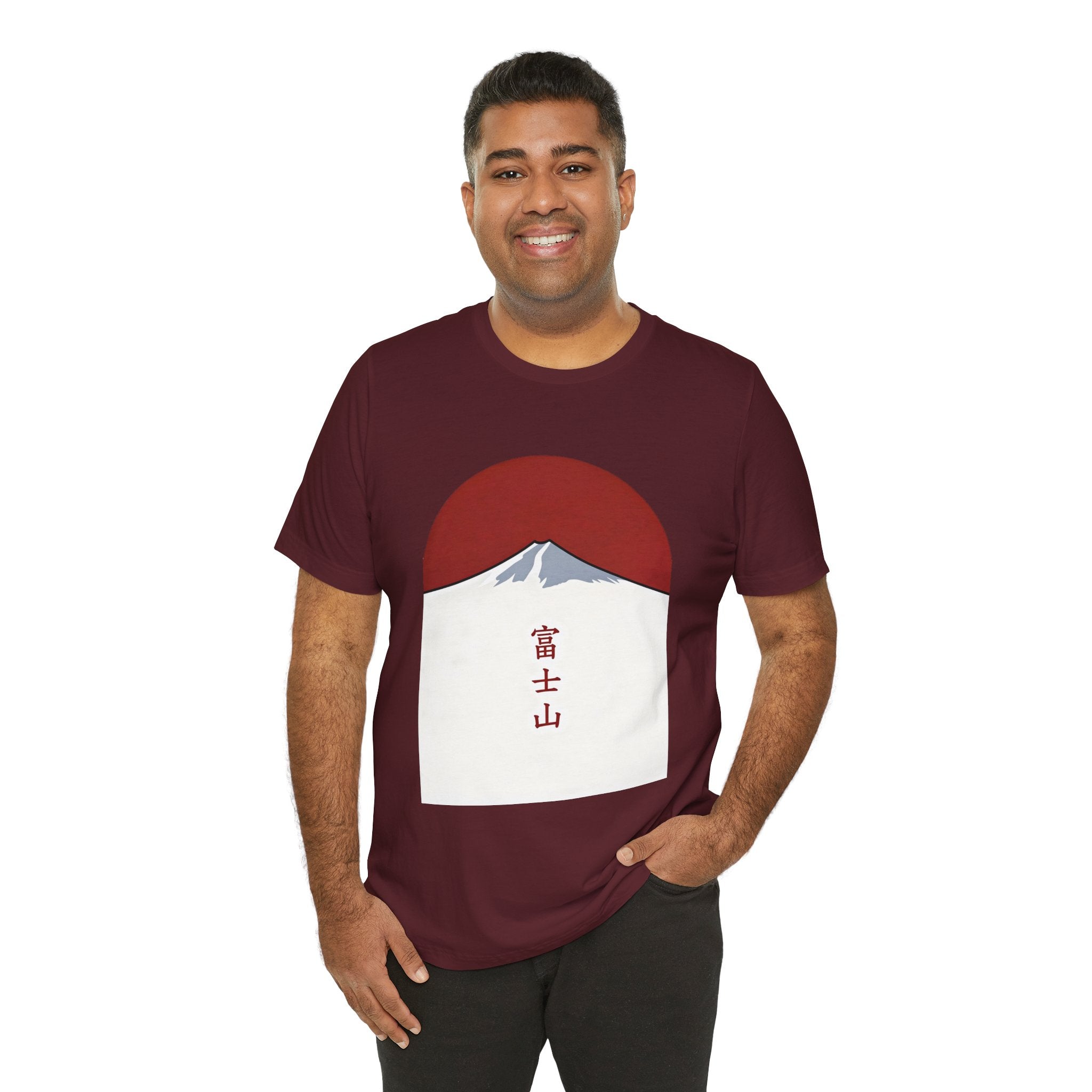 Mount Fuji Tee — Japanese Red Sun Graphic with Kanji 富士山