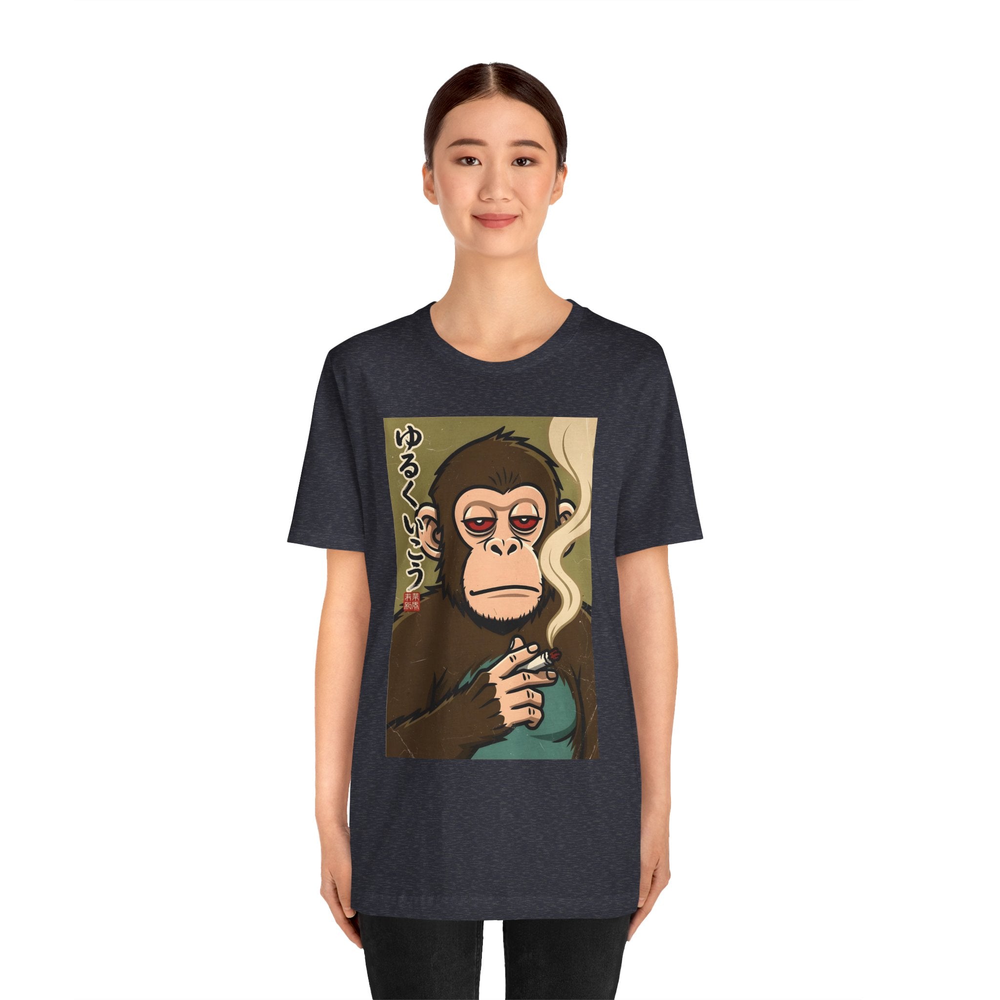 Smoking Monkey Graphic Tee — Japanese Retro Ape Illustration T-Shirt