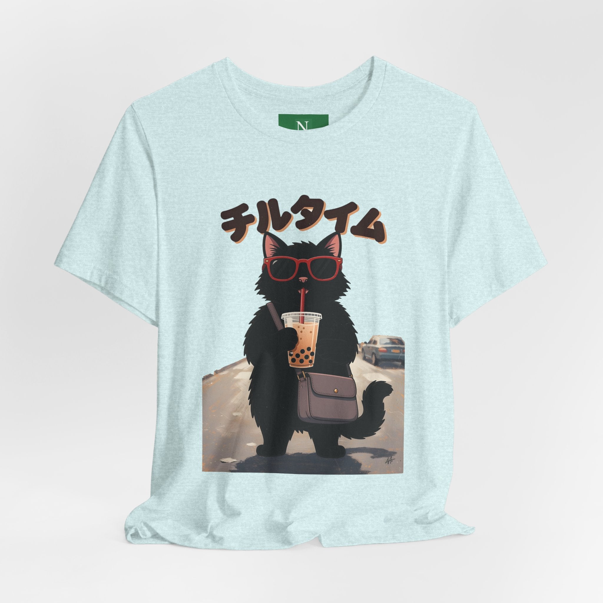 Boba Cat Tee — Cute Cat Drinking Bubble Tea Graphic T-Shirt