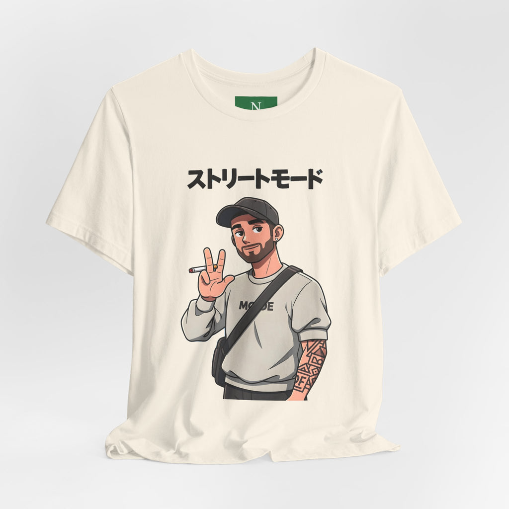 Street Mode Graphic Tee — Japanese Text Casual Urban T-Shirt