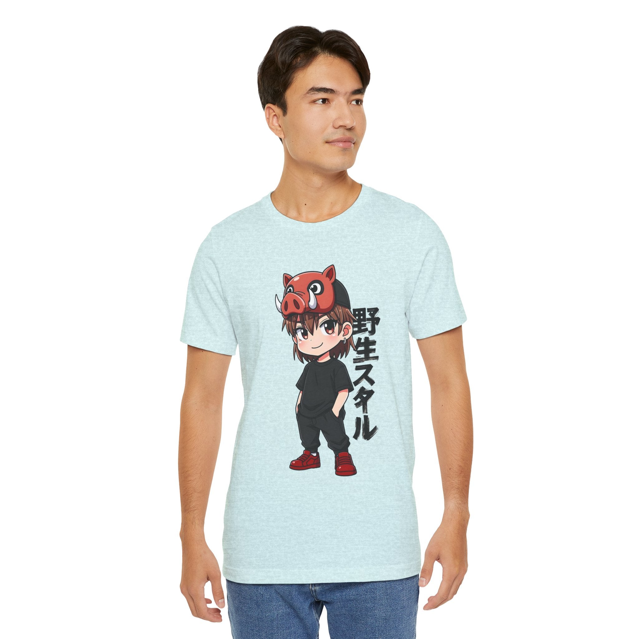 Anime Boy with Boar Mask T-Shirt — 野生スタイル (Wild Style)