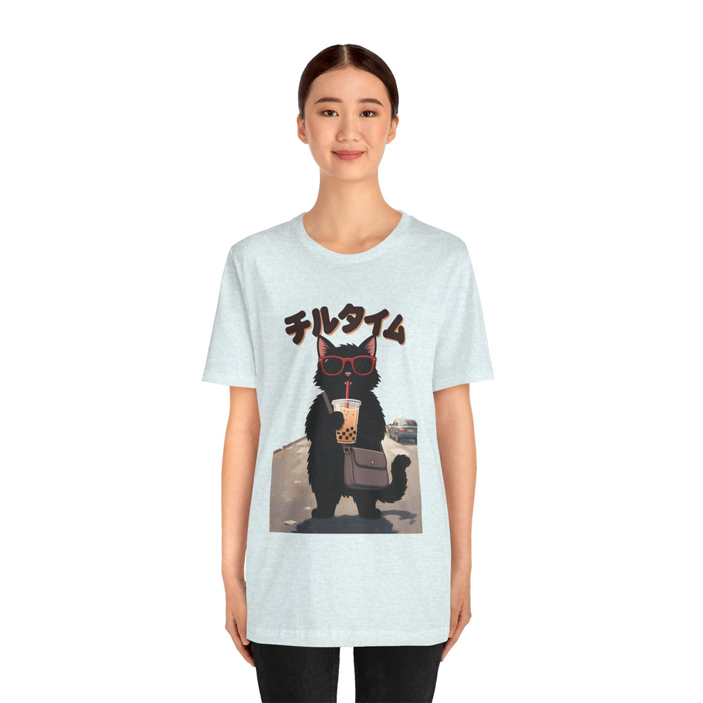 Boba Cat Tee — Cute Cat Drinking Bubble Tea Graphic T-Shirt