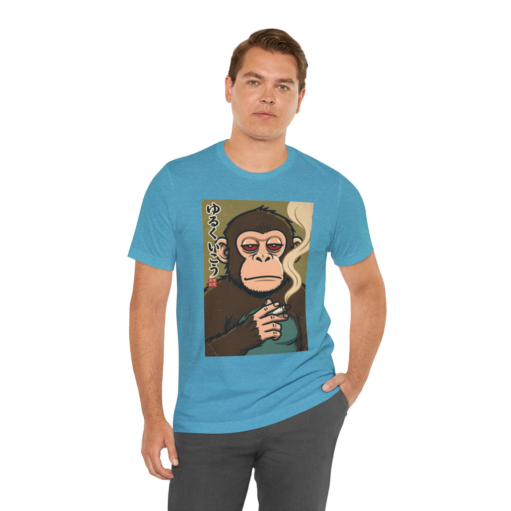 Smoking Monkey Graphic Tee — Japanese Retro Ape Illustration T-Shirt